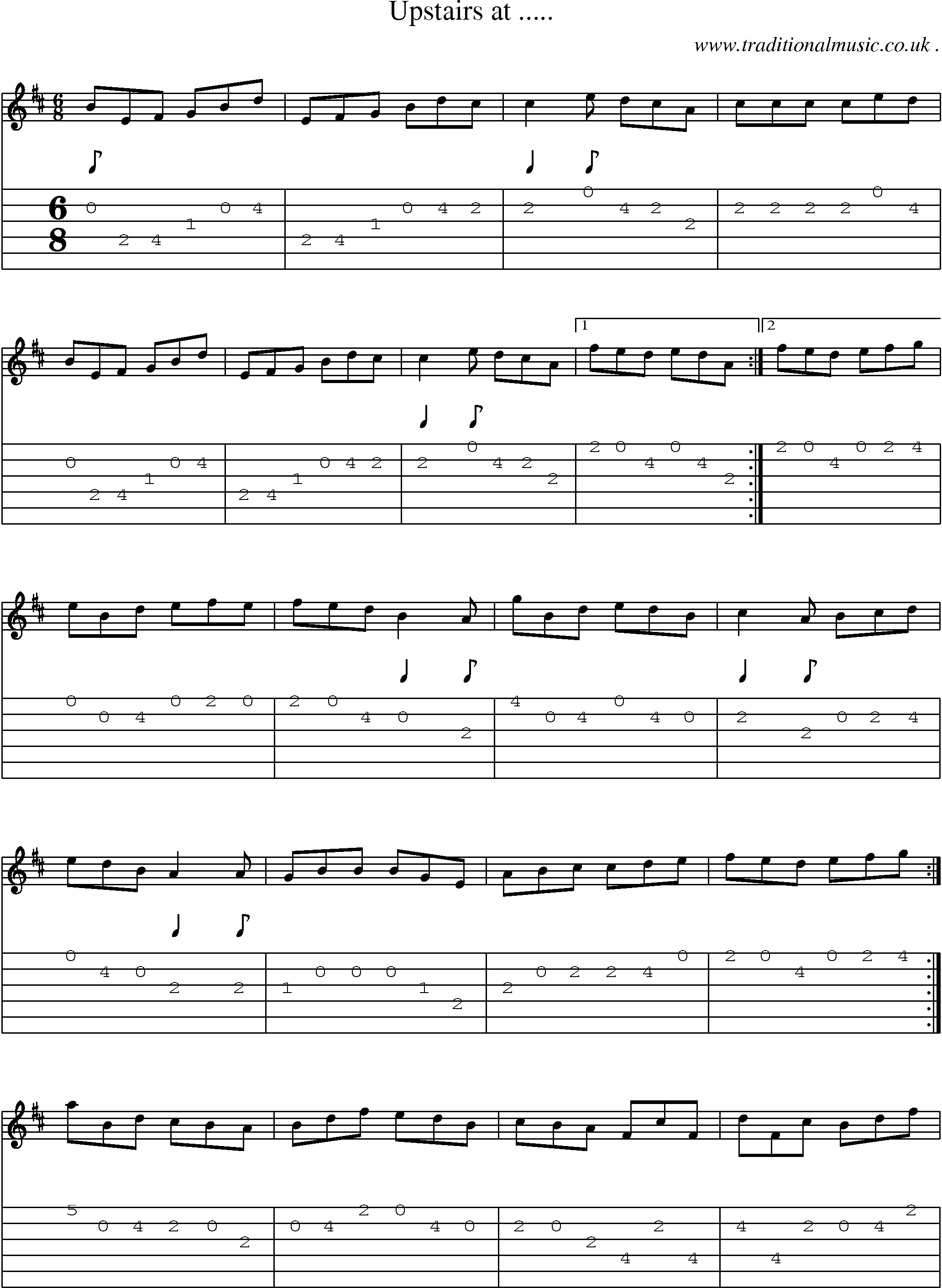 Sheet-Music and Guitar Tabs for Upstairs At