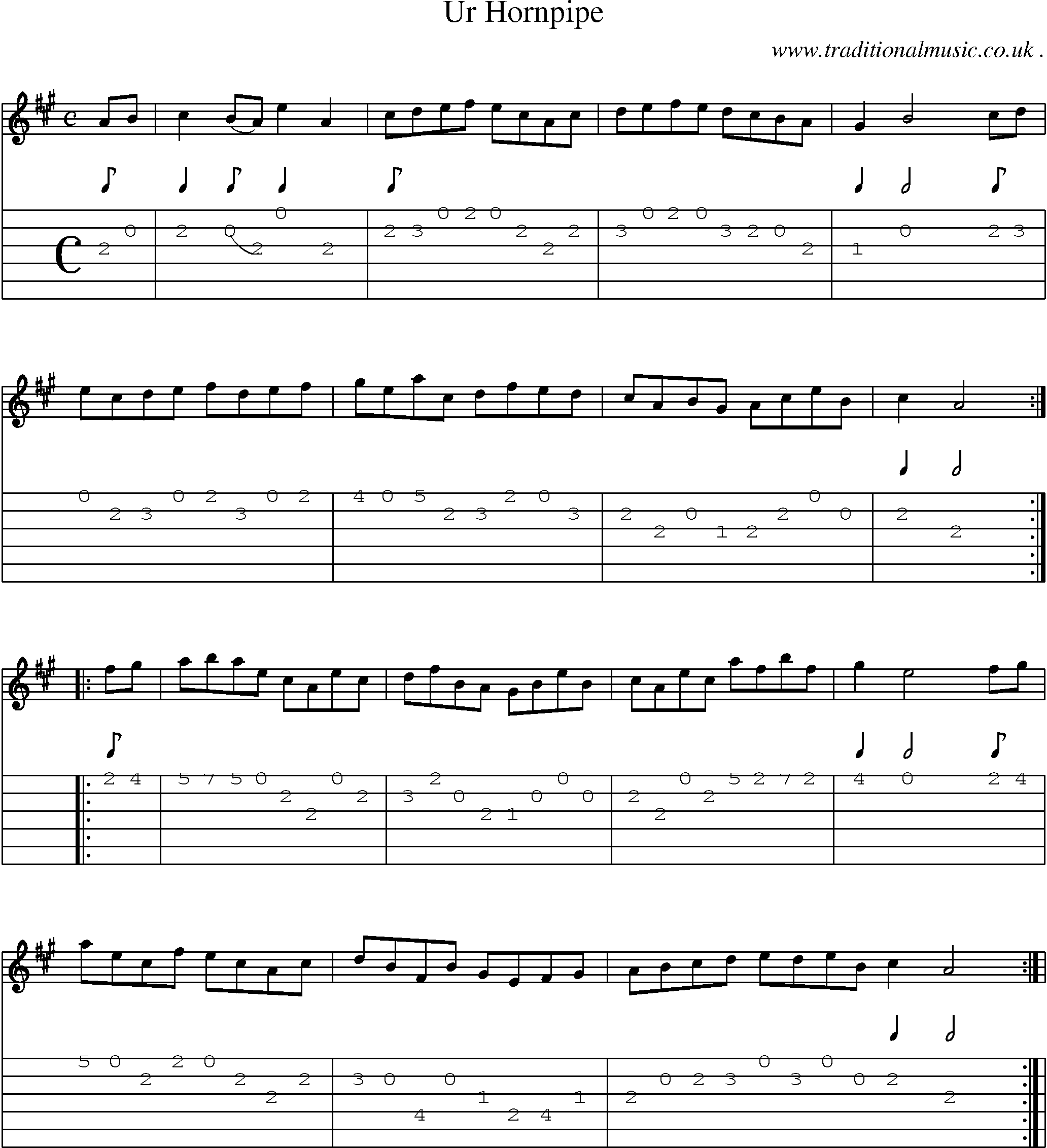 Sheet-Music and Guitar Tabs for Ur Hornpipe