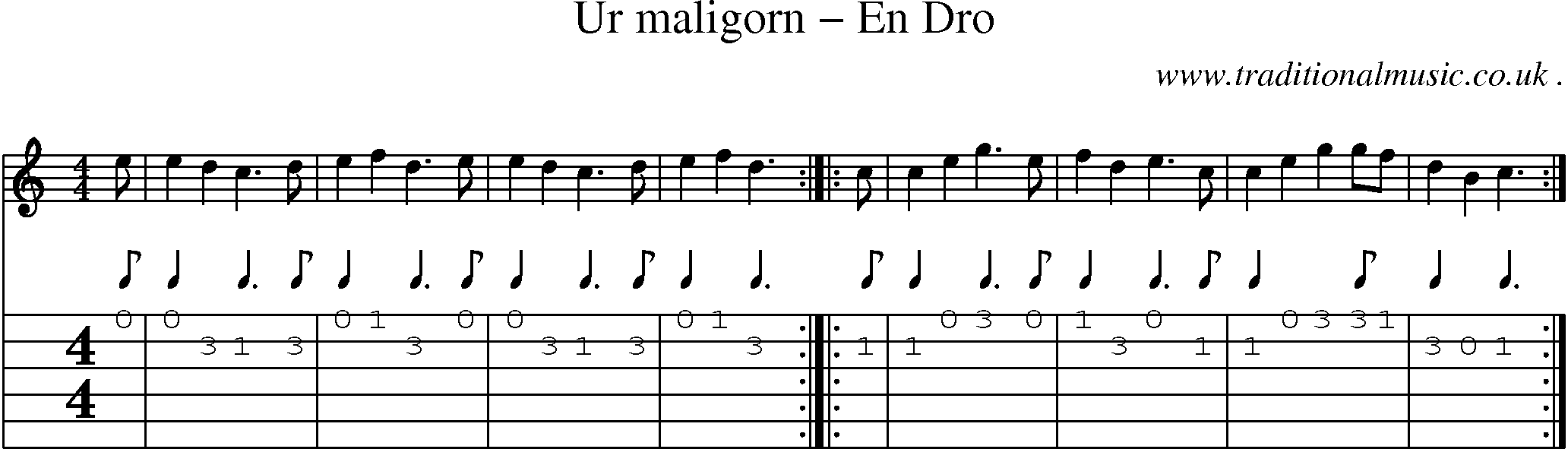Sheet-Music and Guitar Tabs for Ur Maligorn En Dro
