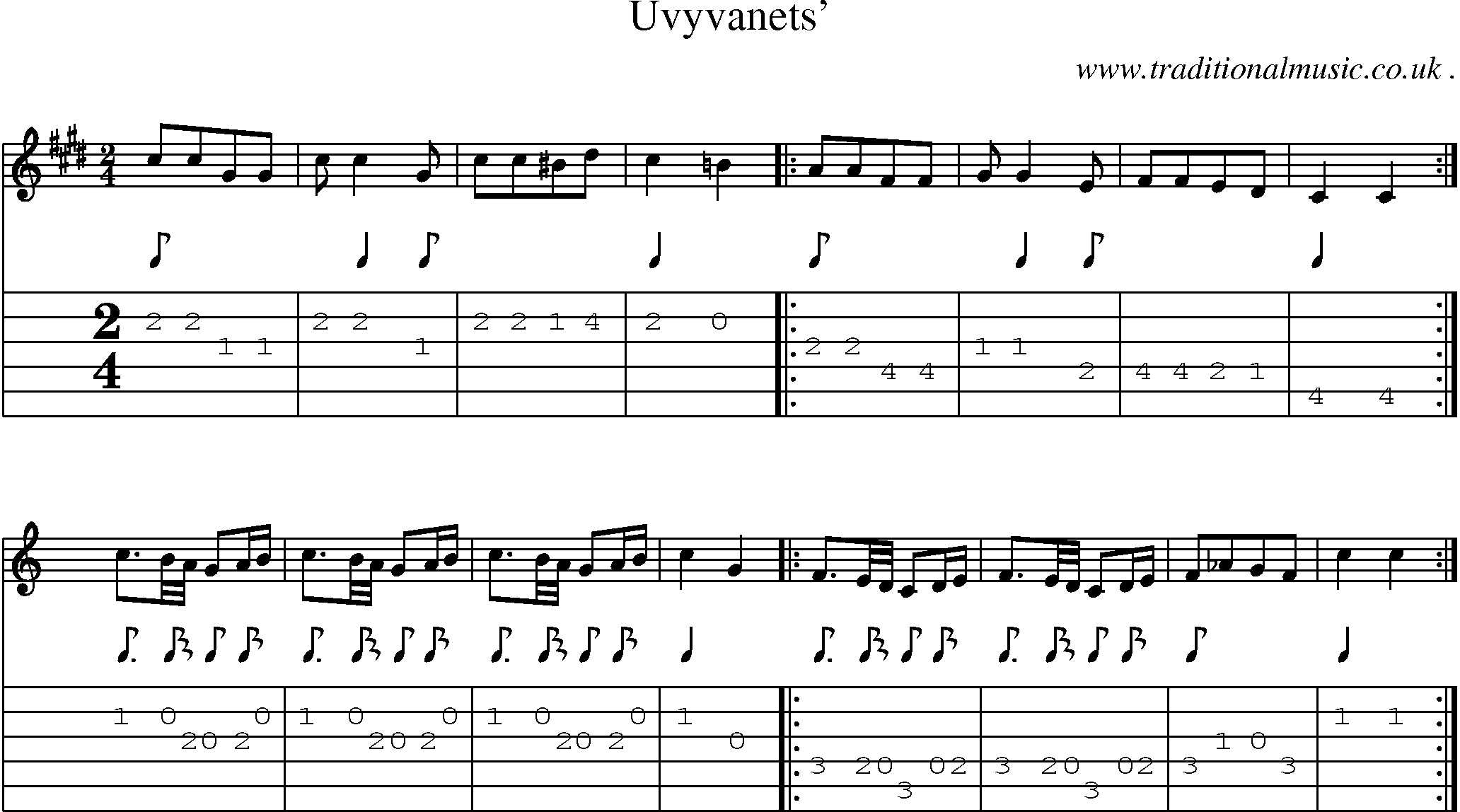 Sheet-Music and Guitar Tabs for Uvyvanets