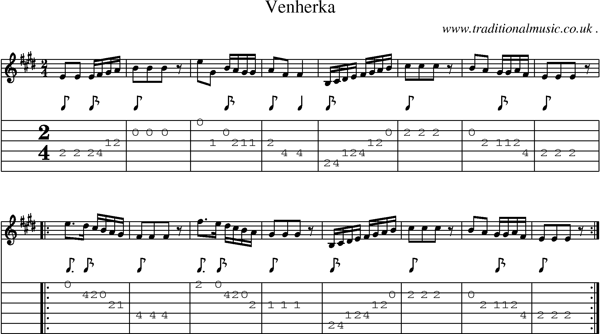 Sheet-Music and Guitar Tabs for Venherka