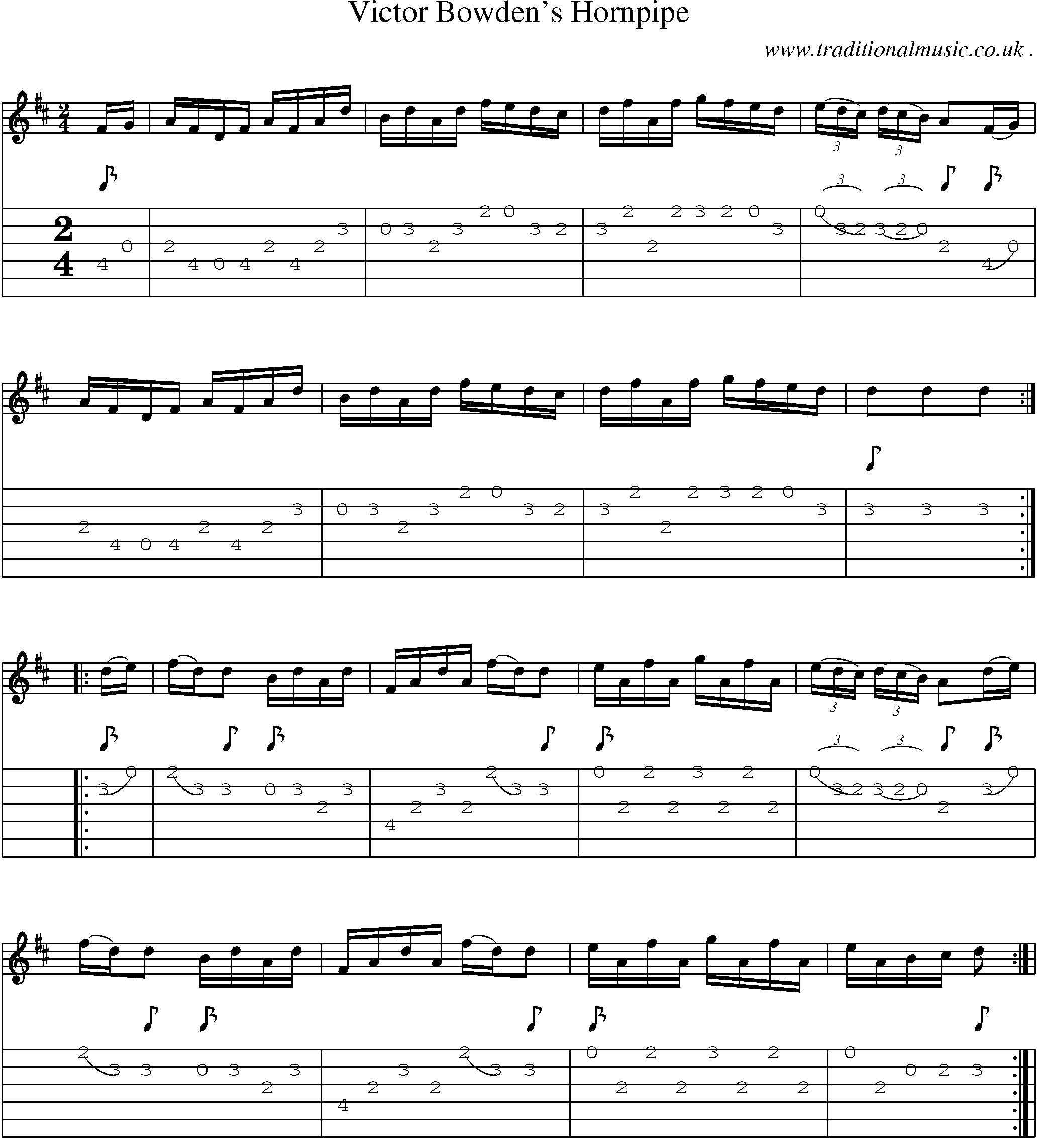 Sheet-Music and Guitar Tabs for Victor Bowdens Hornpipe