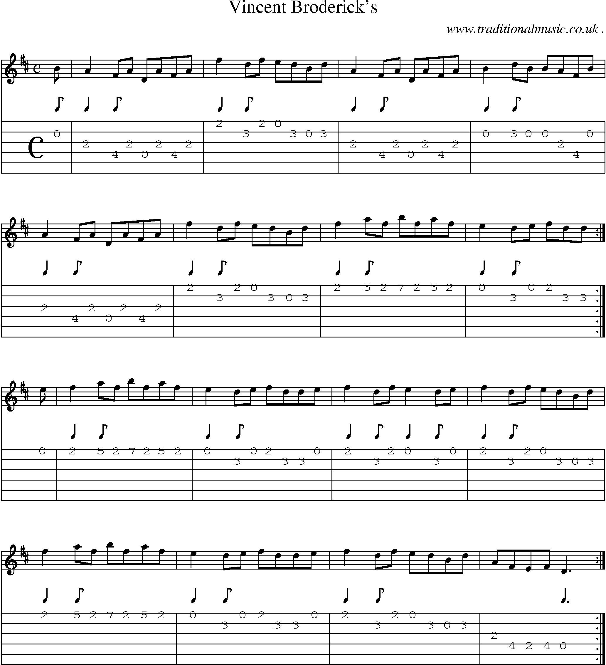 Sheet-Music and Guitar Tabs for Vincent Brodericks