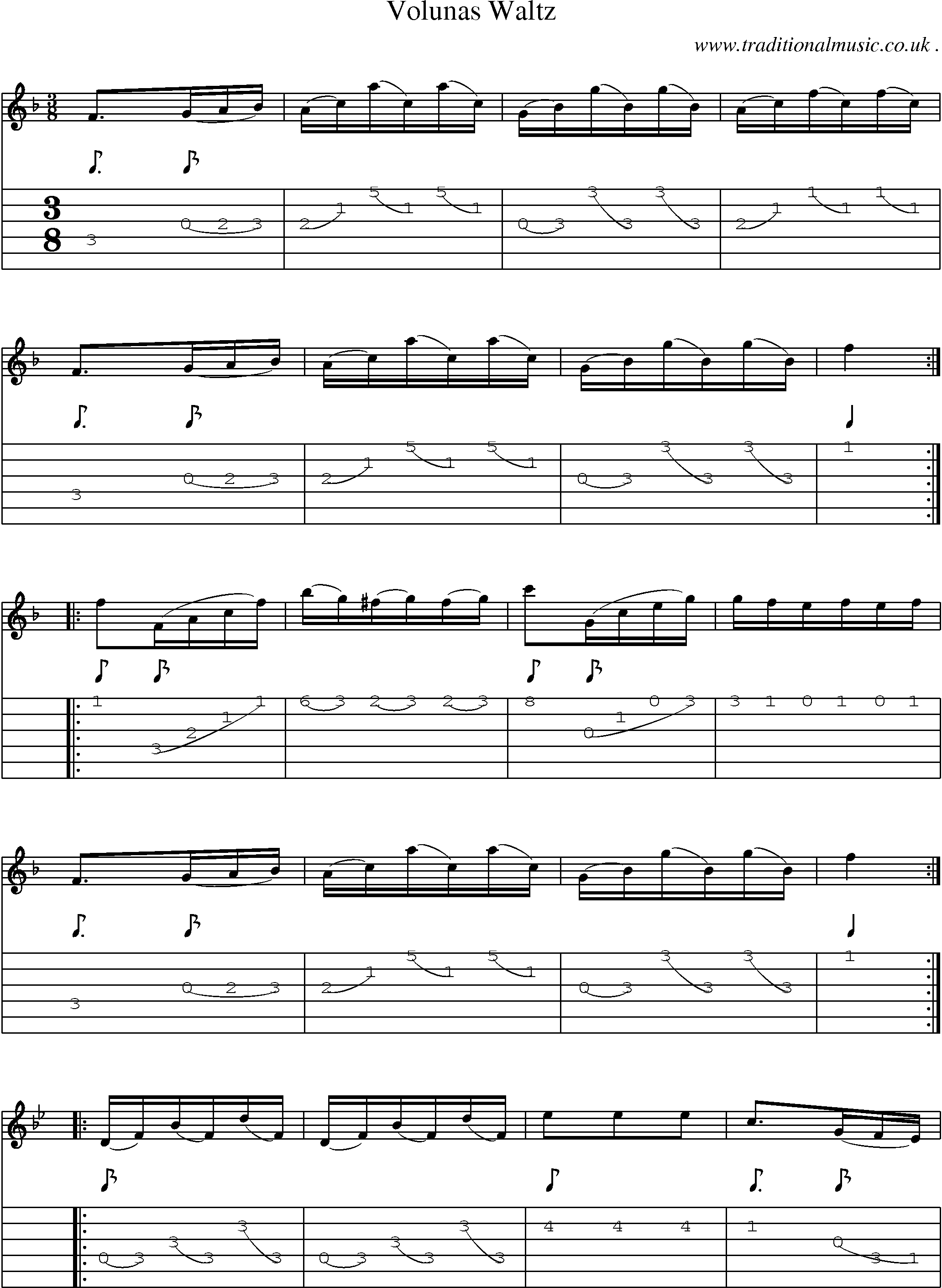 Sheet-Music and Guitar Tabs for Volunas Waltz