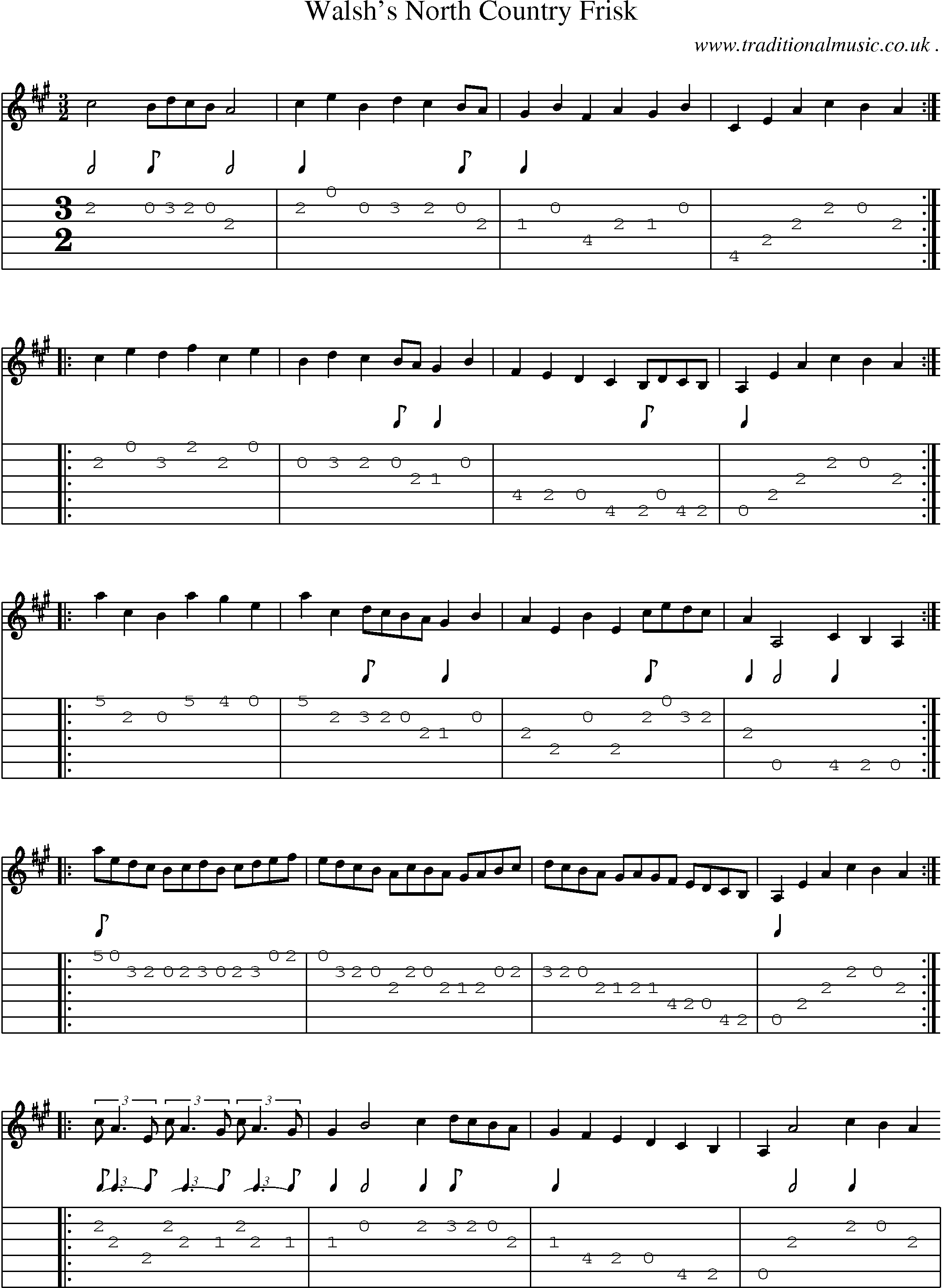 Sheet-Music and Guitar Tabs for Walshs North Country Frisk