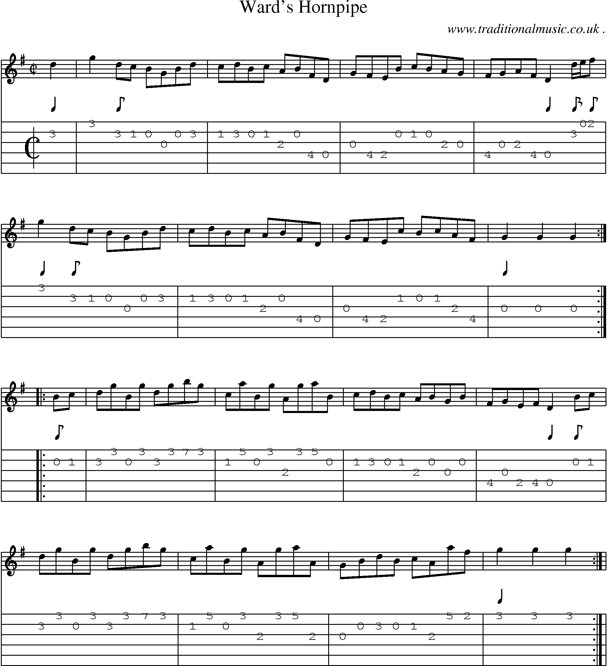 Sheet-Music and Guitar Tabs for Wards Hornpipe