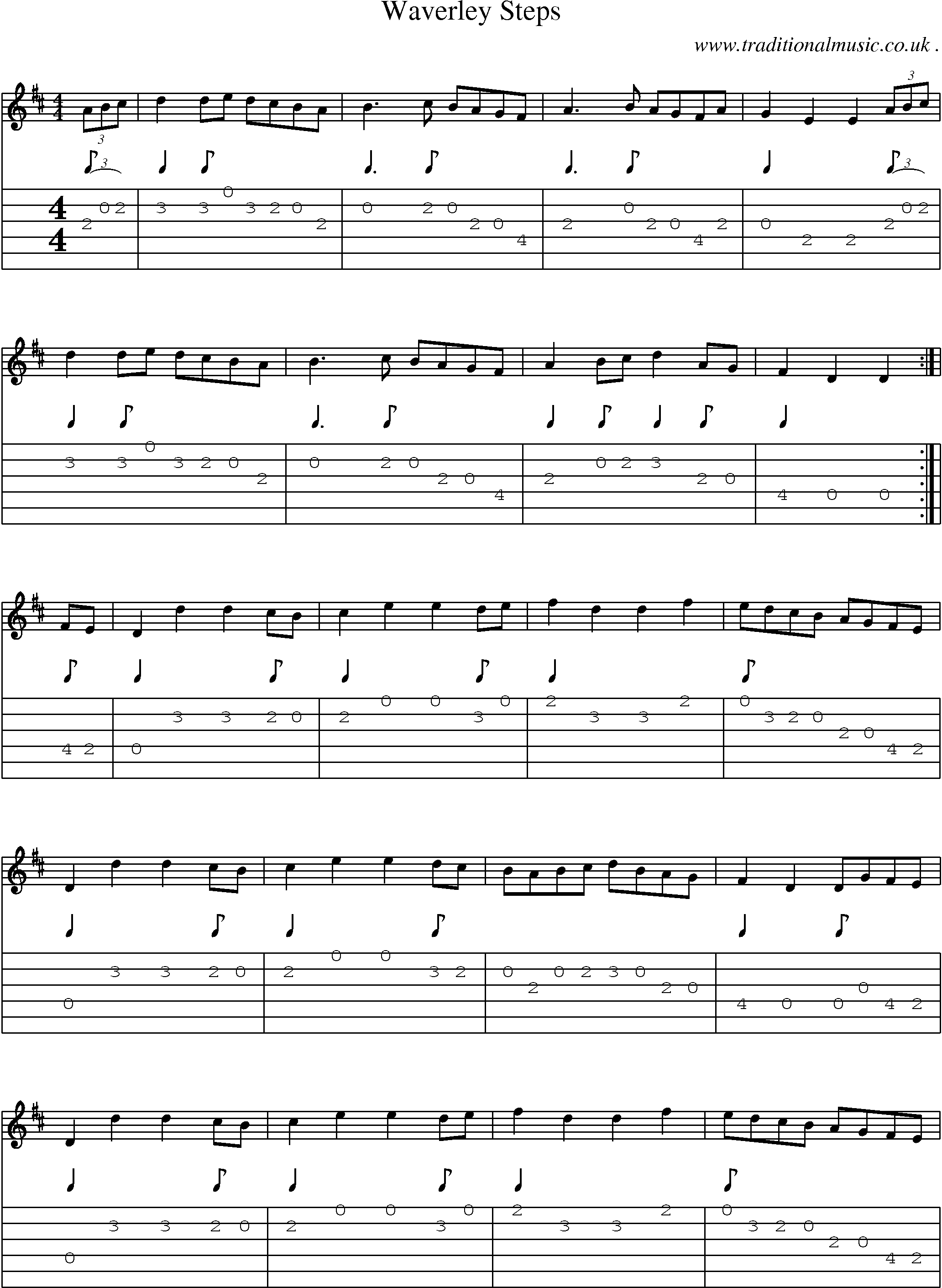Sheet-Music and Guitar Tabs for Waverley Steps