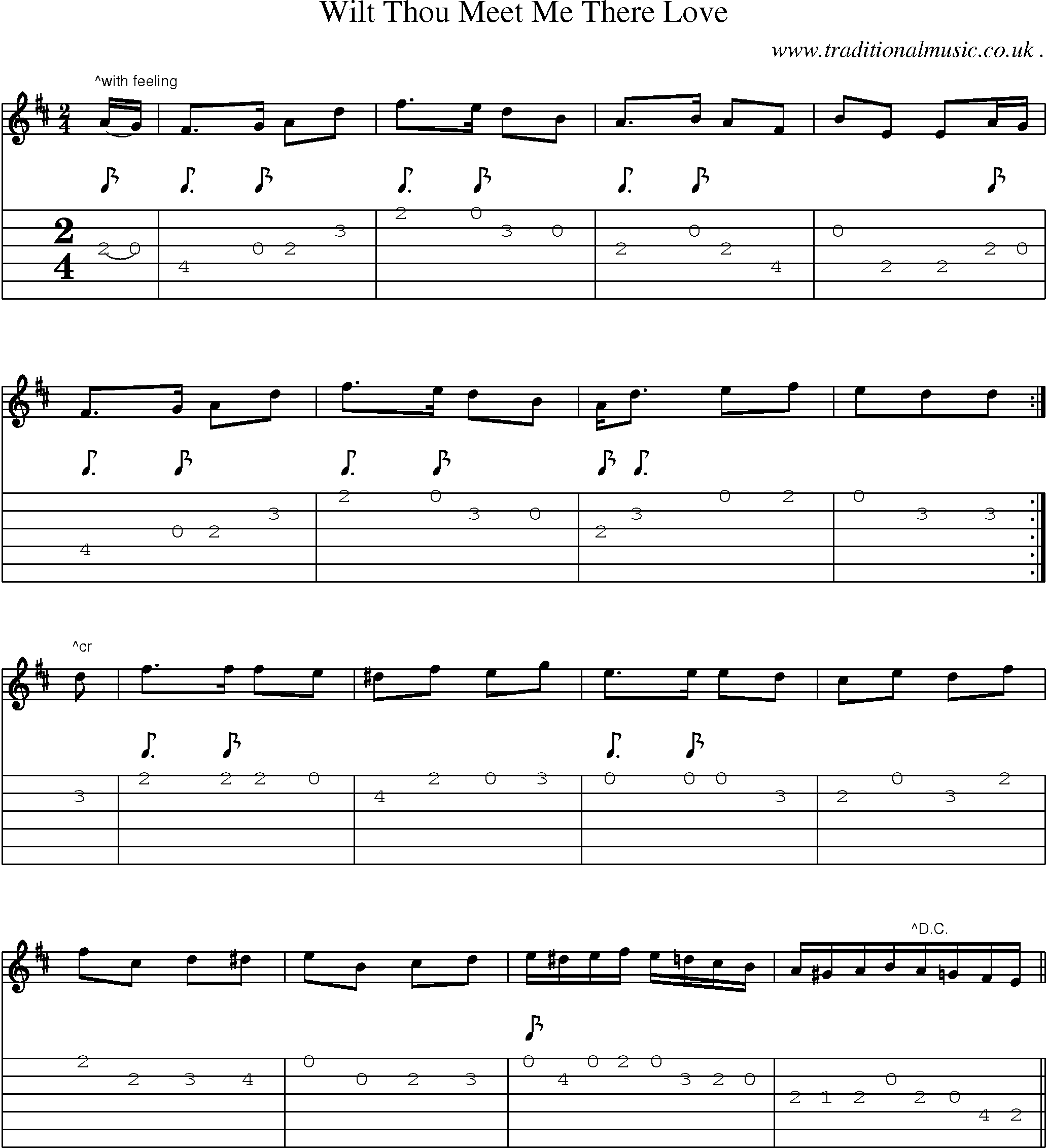 Sheet-Music and Guitar Tabs for Wilt Thou Meet Me There Love