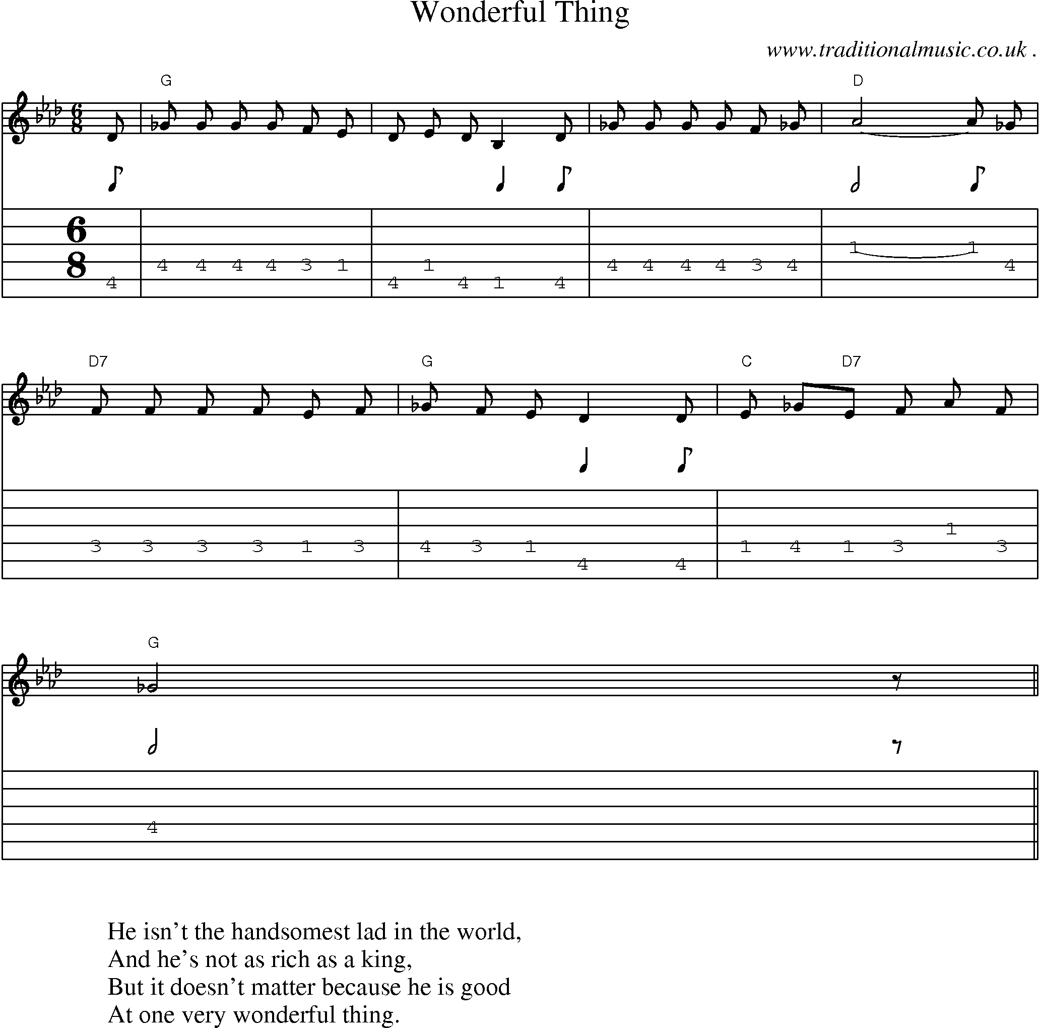 Sheet-Music and Guitar Tabs for Wonderful Thing