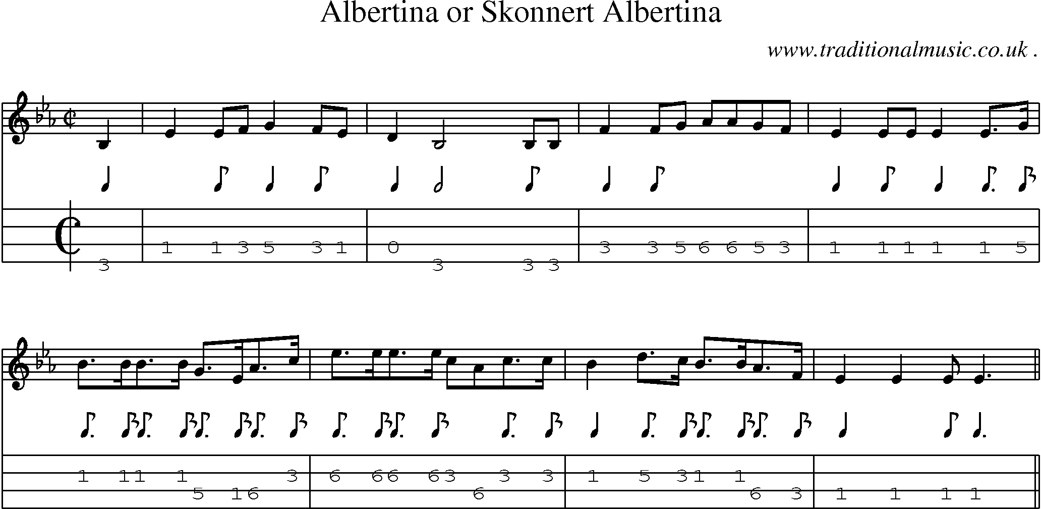 Sheet-Music and Mandolin Tabs for Albertina Or Skonnert Albertina