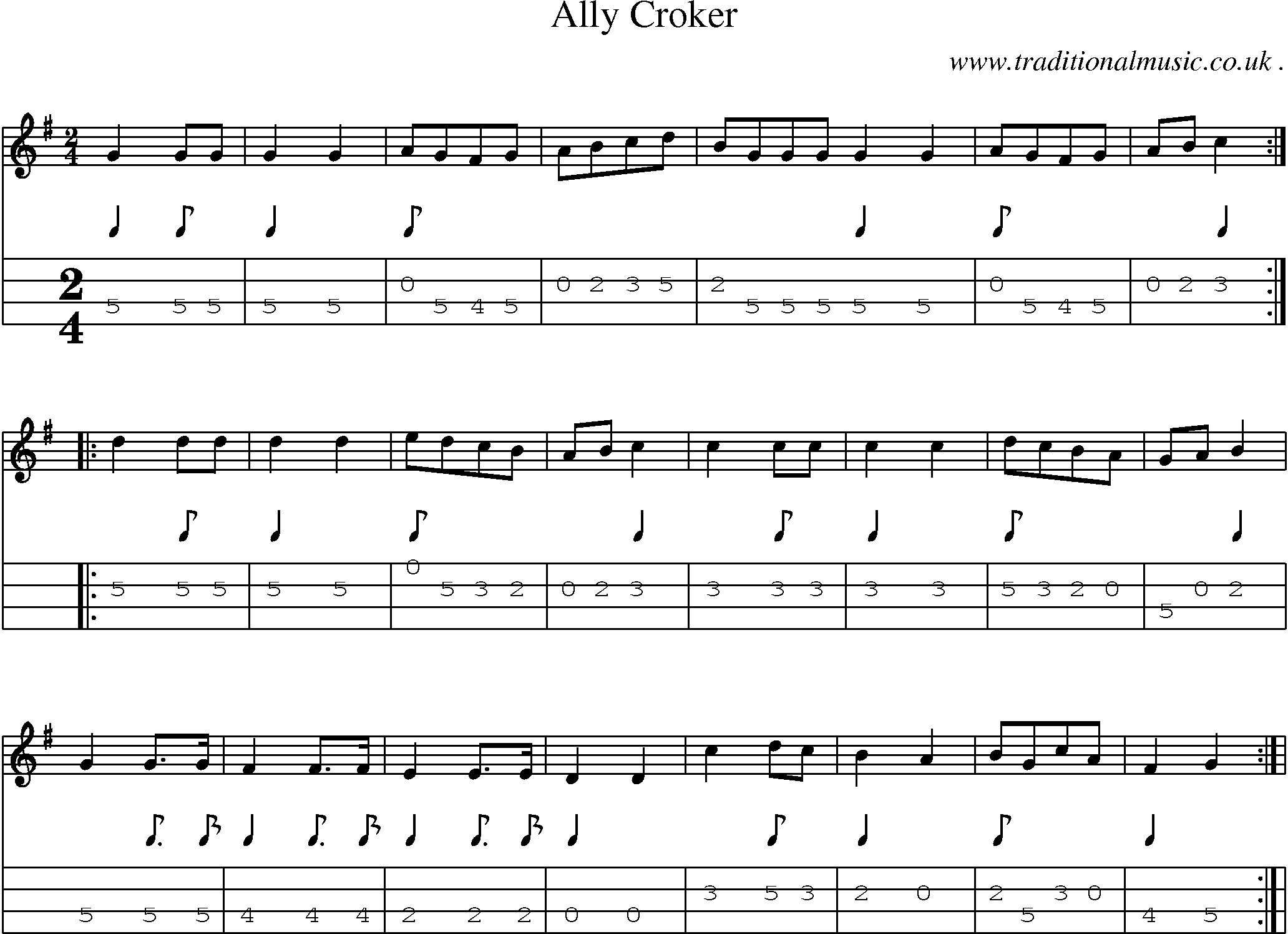 Sheet-Music and Mandolin Tabs for Ally Croker