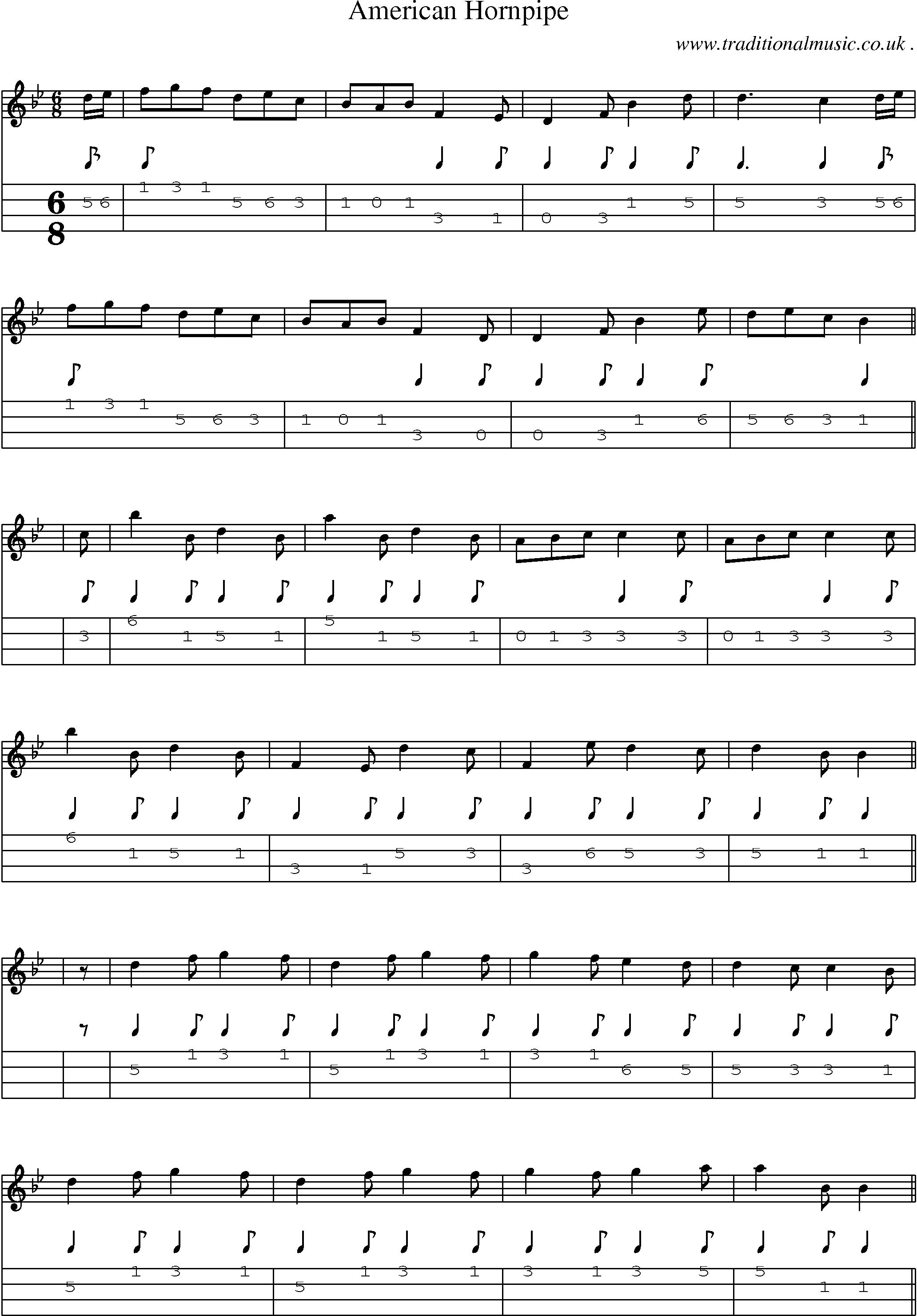 Sheet-Music and Mandolin Tabs for American Hornpipe