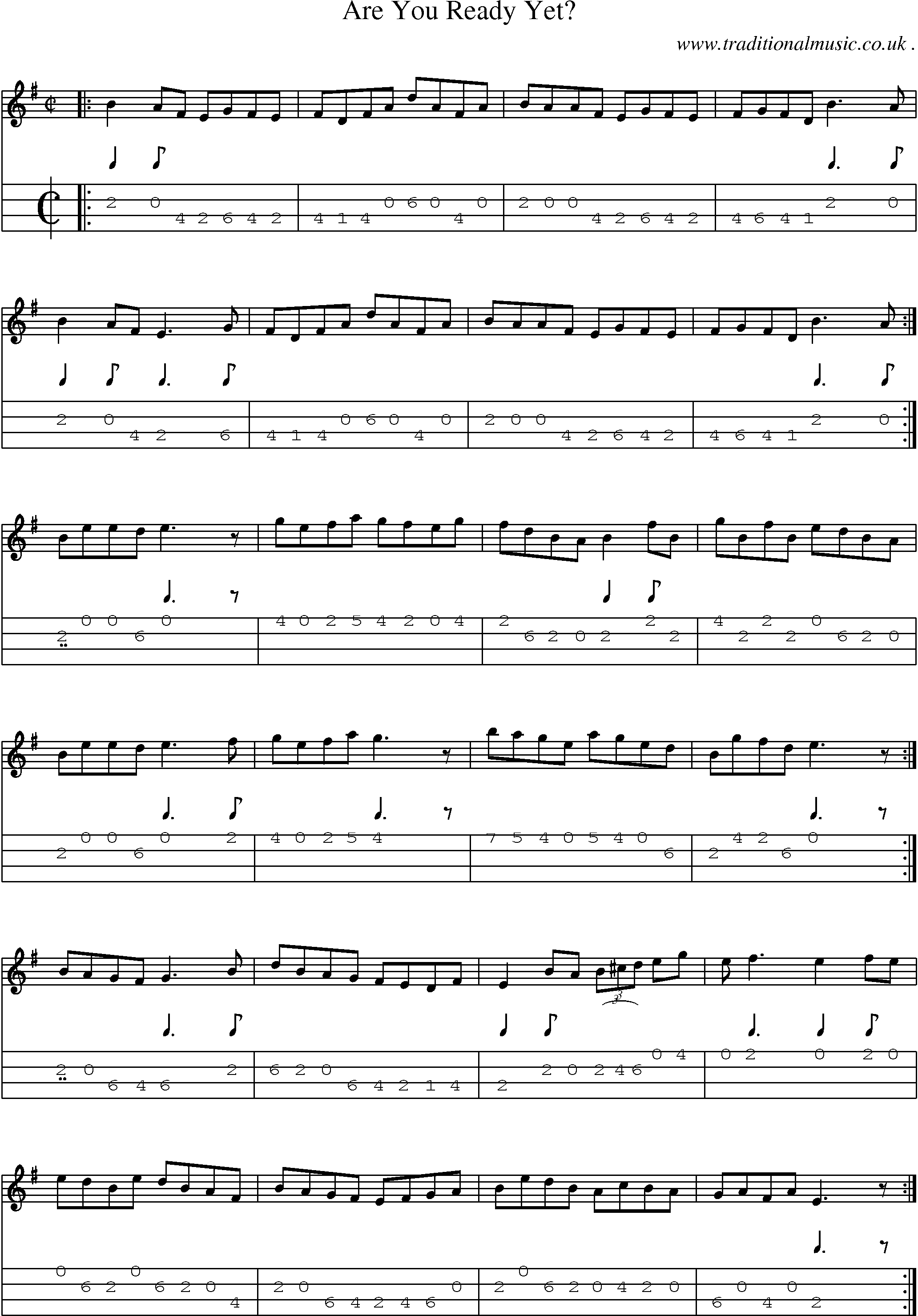 Sheet-Music and Mandolin Tabs for Are You Ready Yet