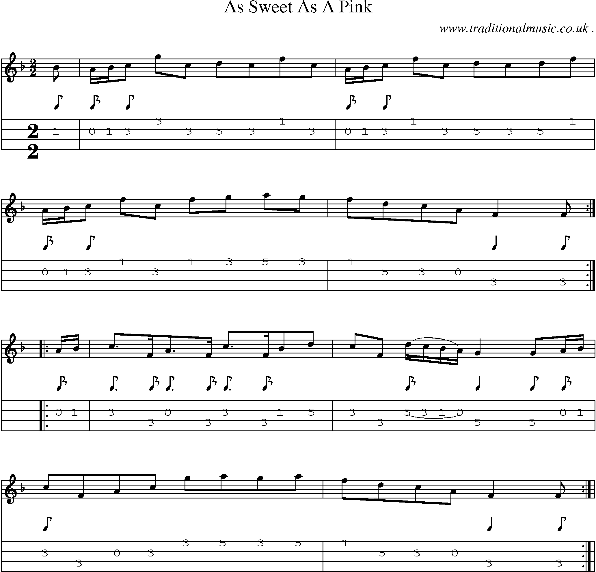 Sheet-Music and Mandolin Tabs for As Sweet As A Pinkgigg