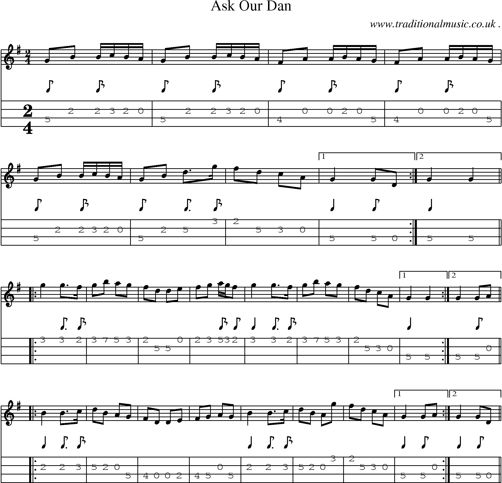 Sheet-Music and Mandolin Tabs for Ask Our Dan