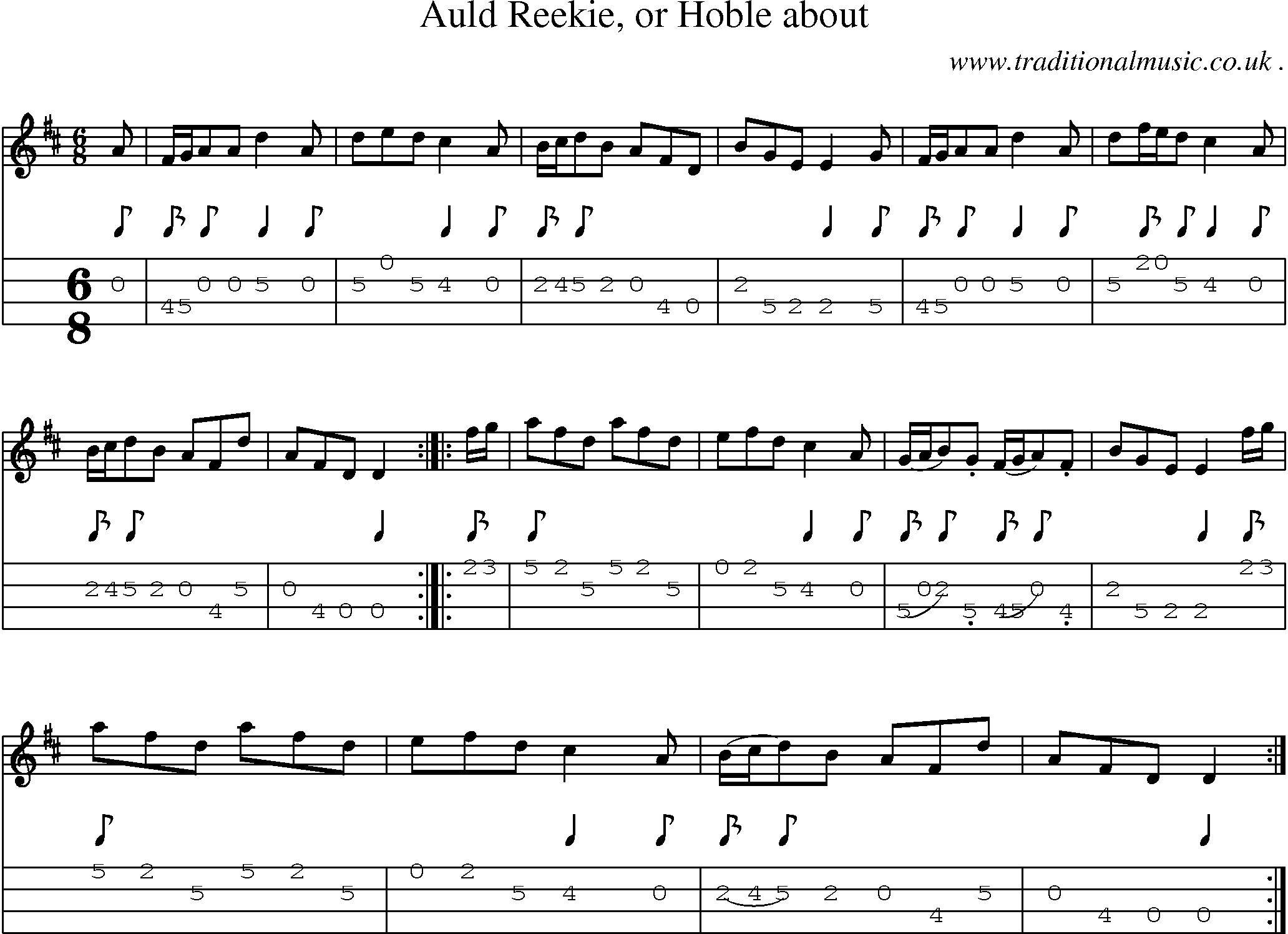Sheet-Music and Mandolin Tabs for Auld Reekie Or Hoble About