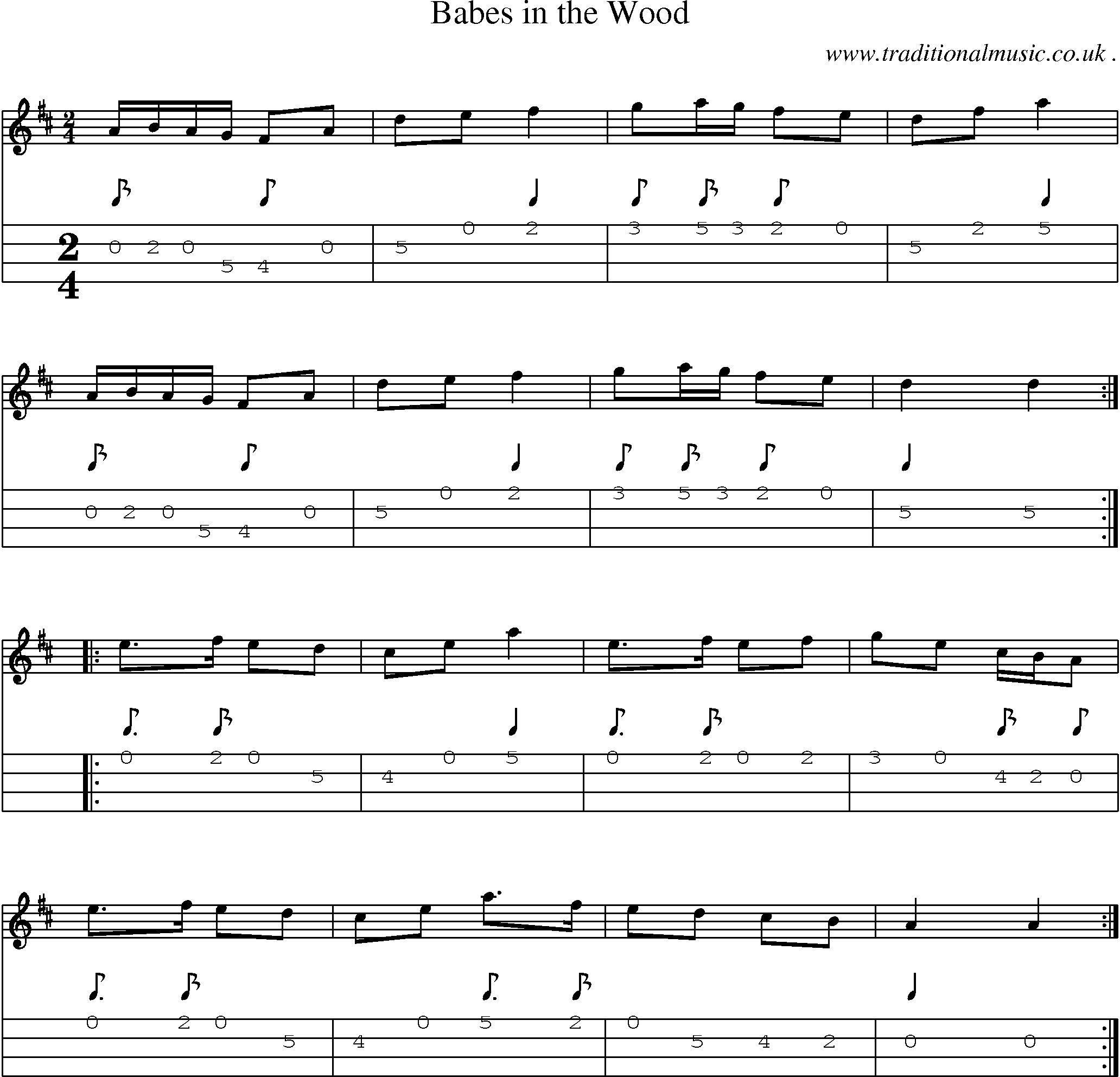 Sheet-Music and Mandolin Tabs for Babes In The Wood