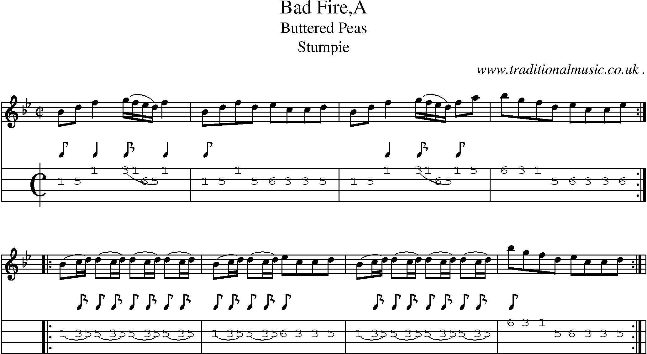Sheet-Music and Mandolin Tabs for Bad Firea