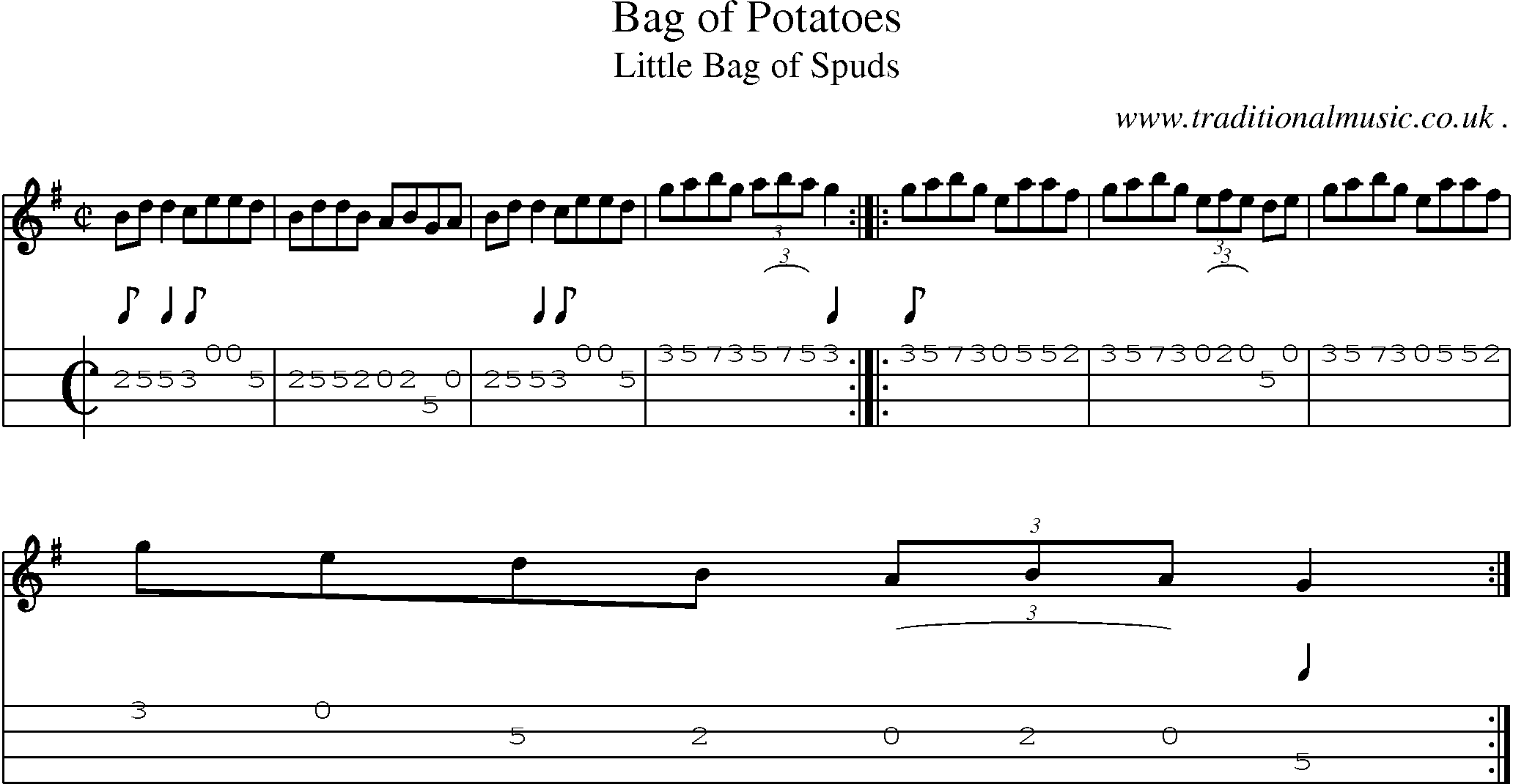Sheet-Music and Mandolin Tabs for Bag Of Potatoes