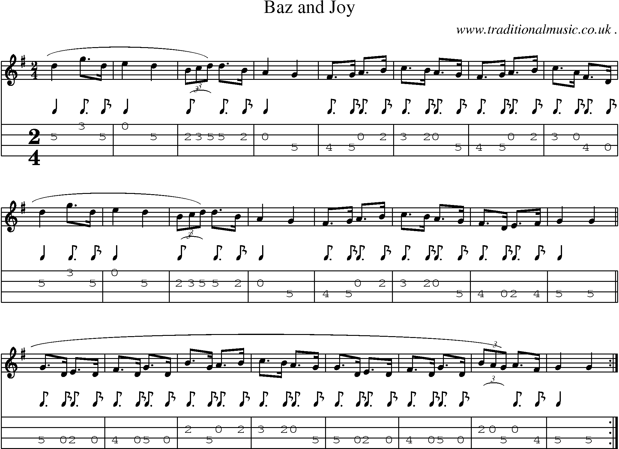 Sheet-Music and Mandolin Tabs for Baz And Joy