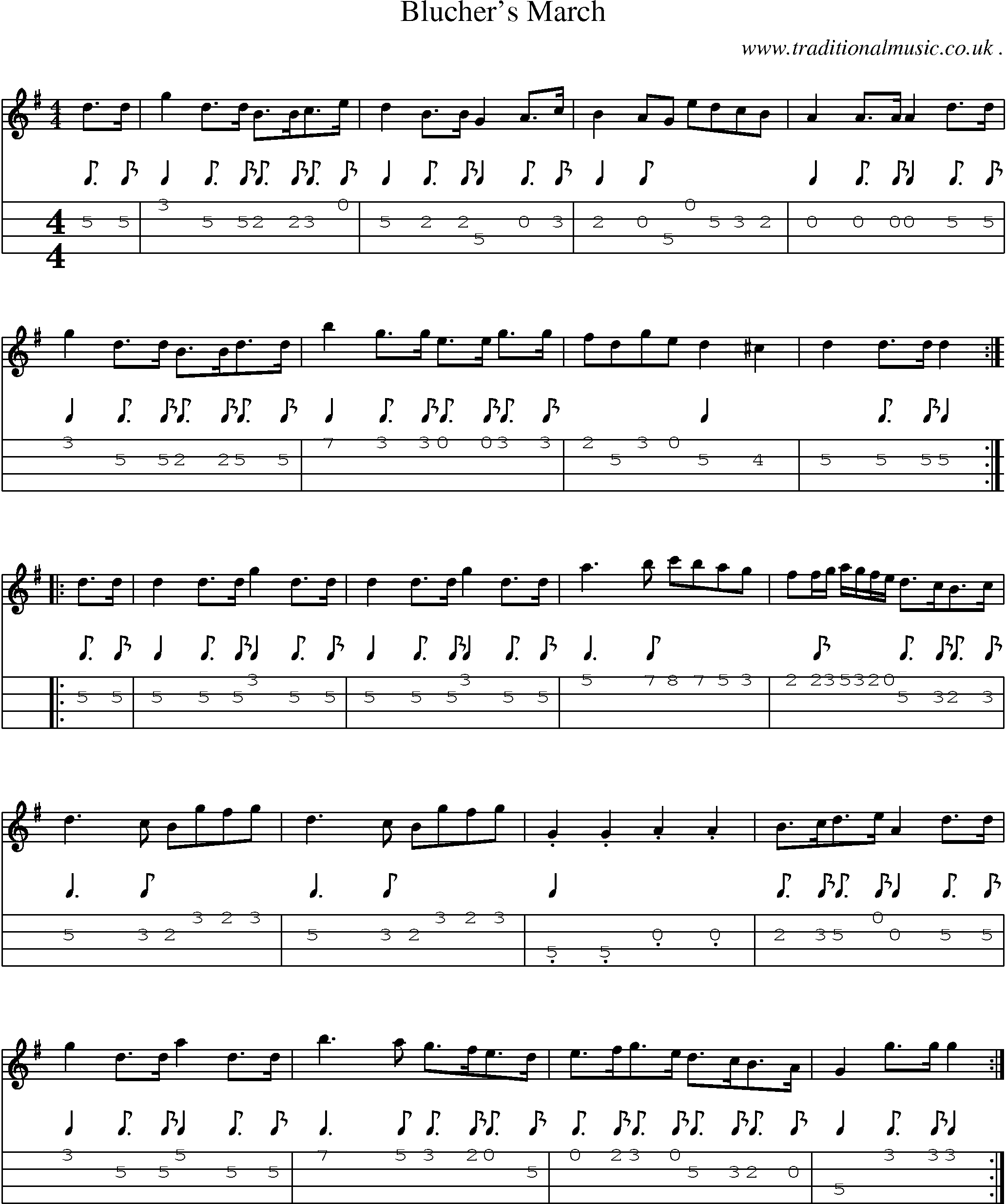 Sheet-Music and Mandolin Tabs for Bluchers March