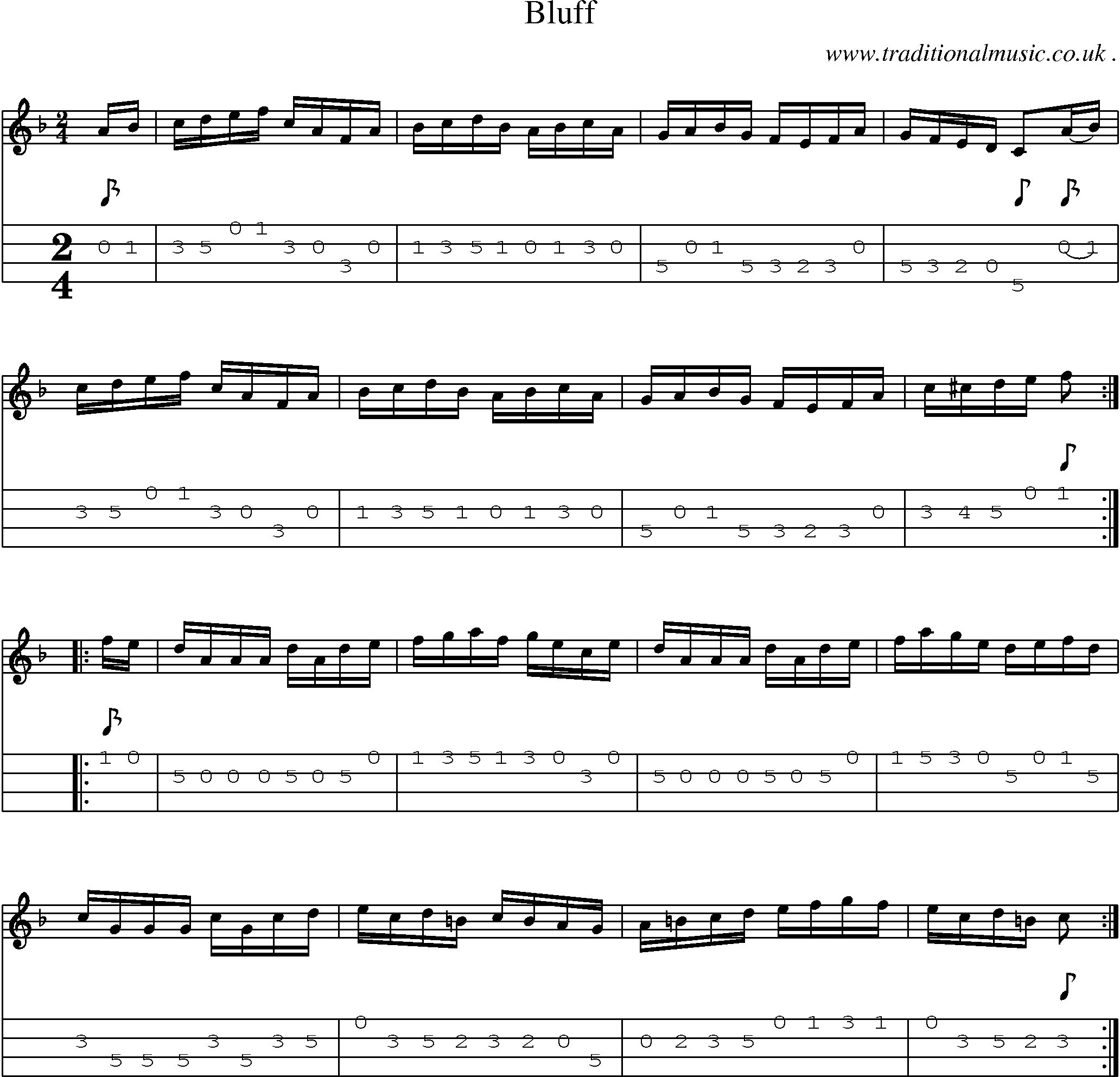 Sheet-Music and Mandolin Tabs for Bluff