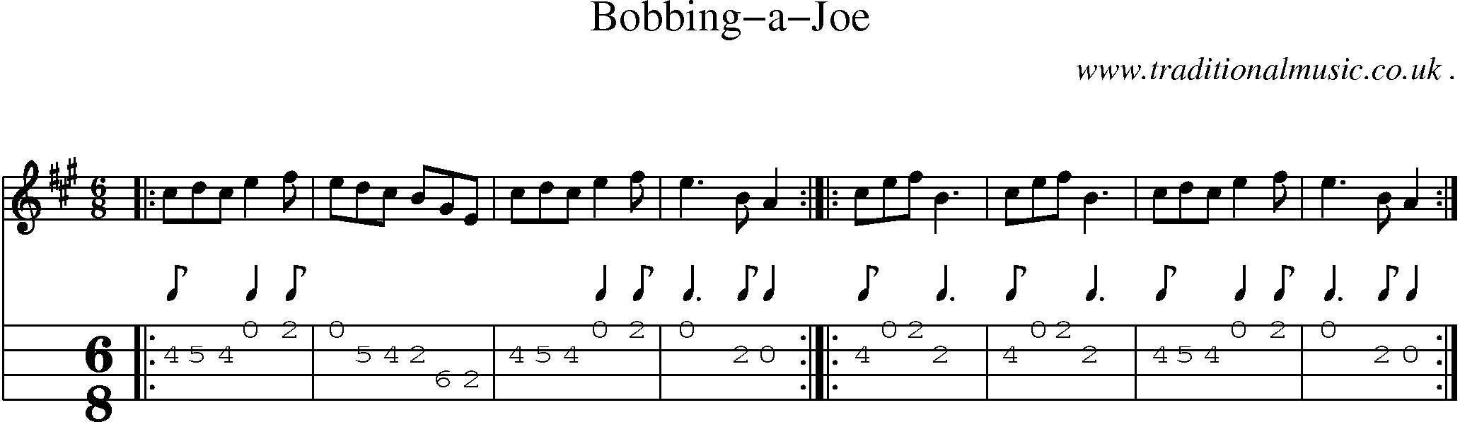 Sheet-Music and Mandolin Tabs for Bobbing-a-joe