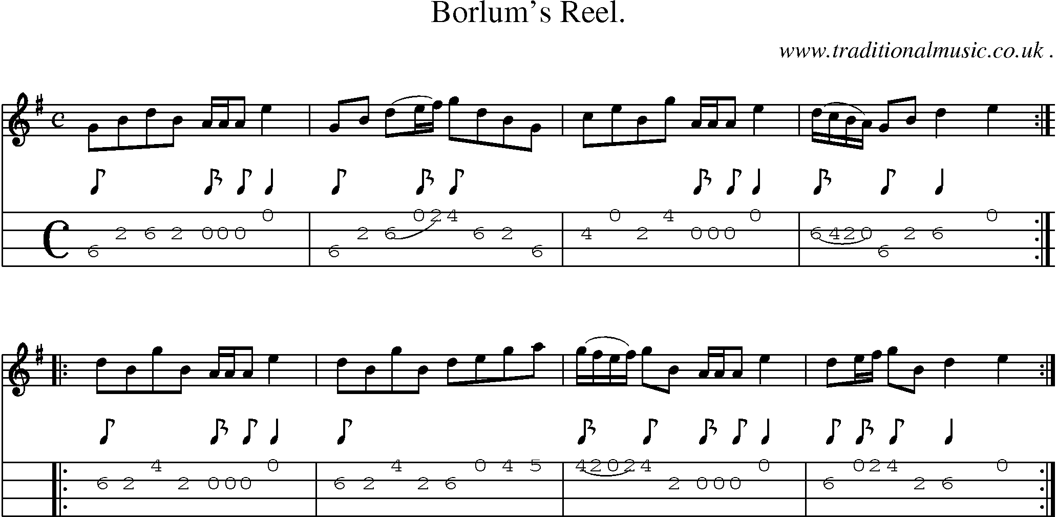 Sheet-Music and Mandolin Tabs for Borlums Reel