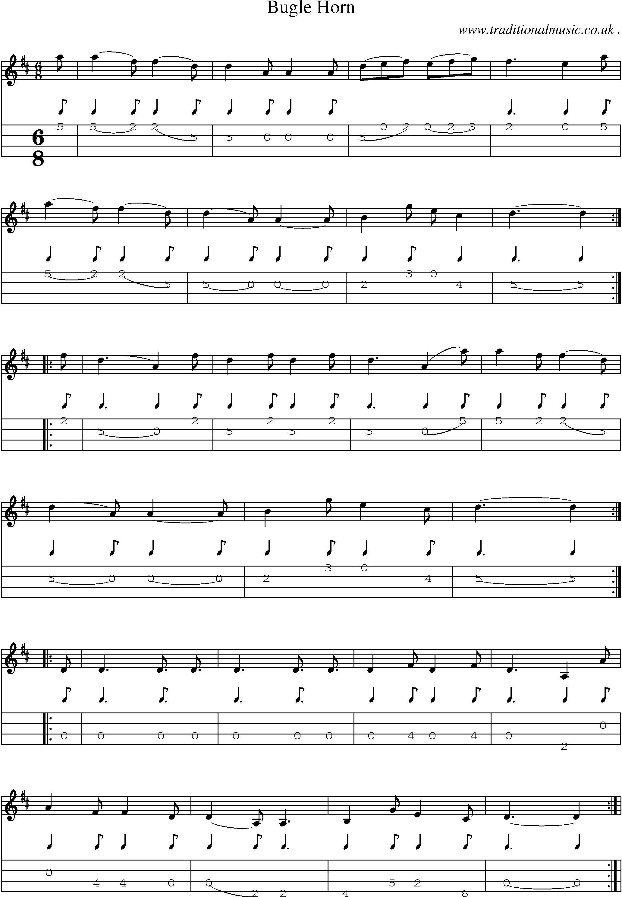 Sheet-Music and Mandolin Tabs for Bugle Horn