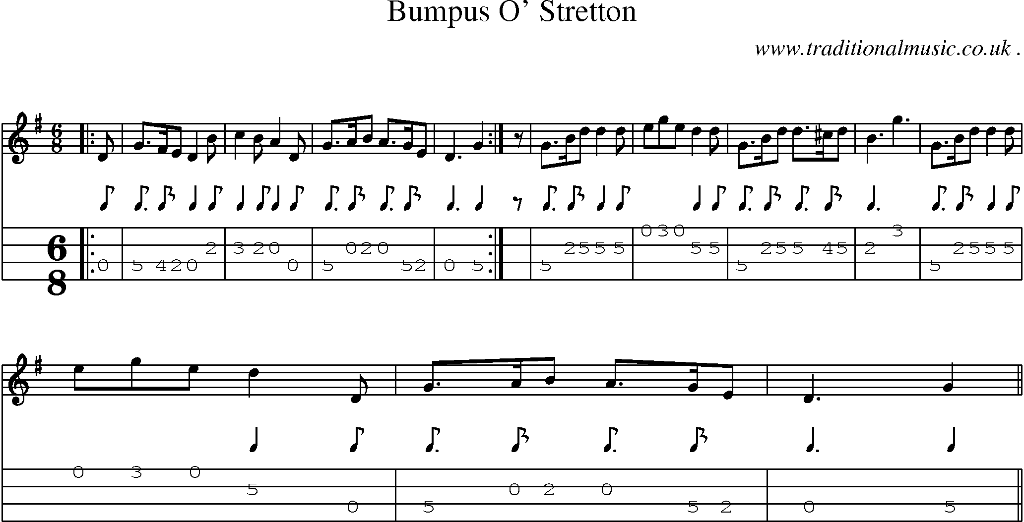 Sheet-Music and Mandolin Tabs for Bumpus O Stretton