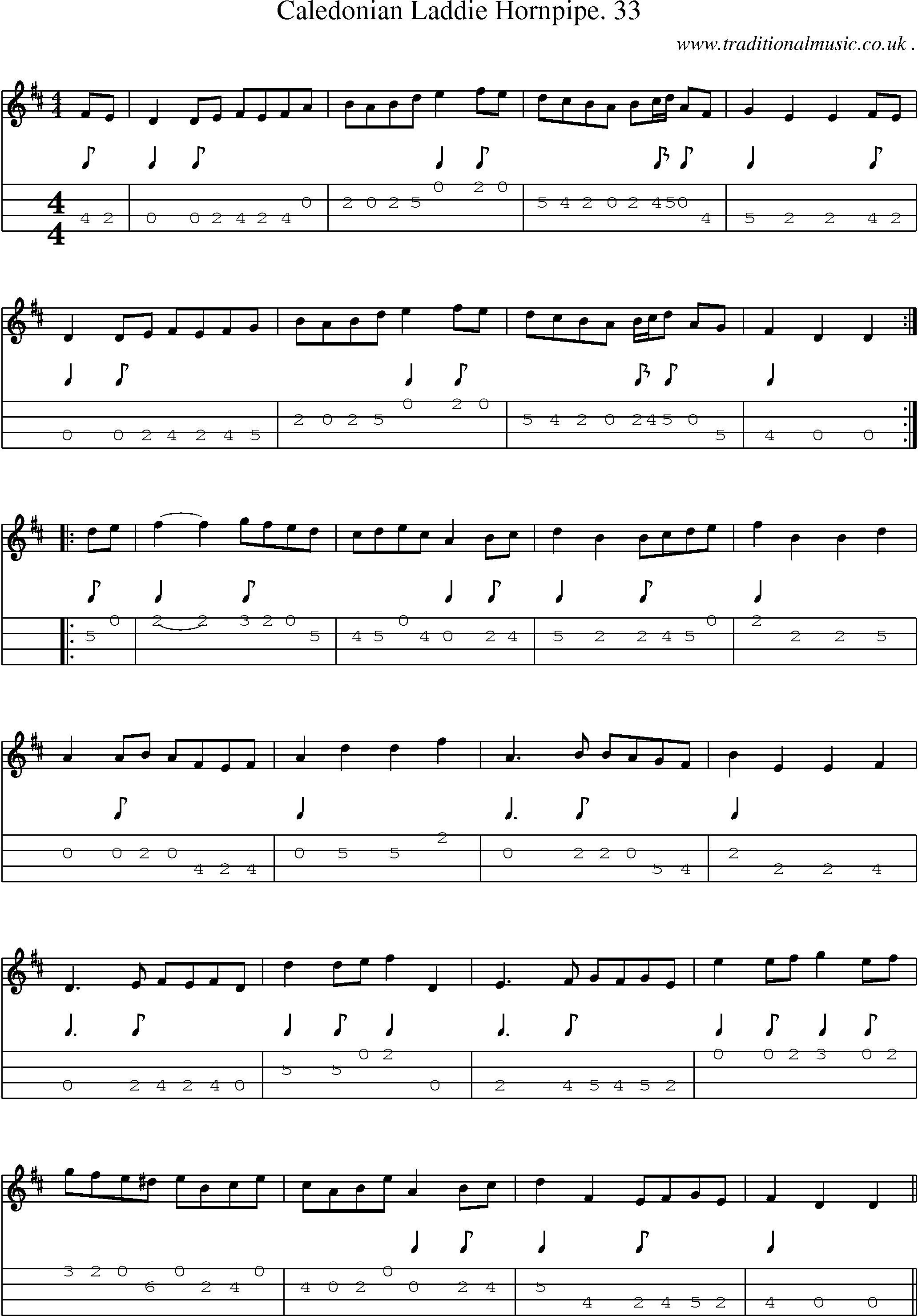 Sheet-Music and Mandolin Tabs for Caledonian Laddie Hornpipe 33