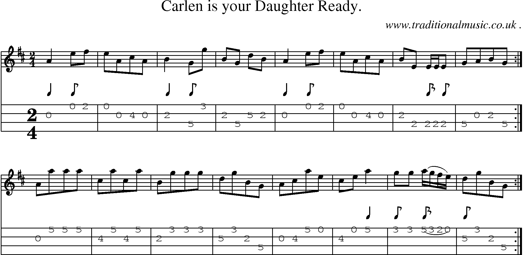 Sheet-Music and Mandolin Tabs for Carlen is your Daughter Ready
