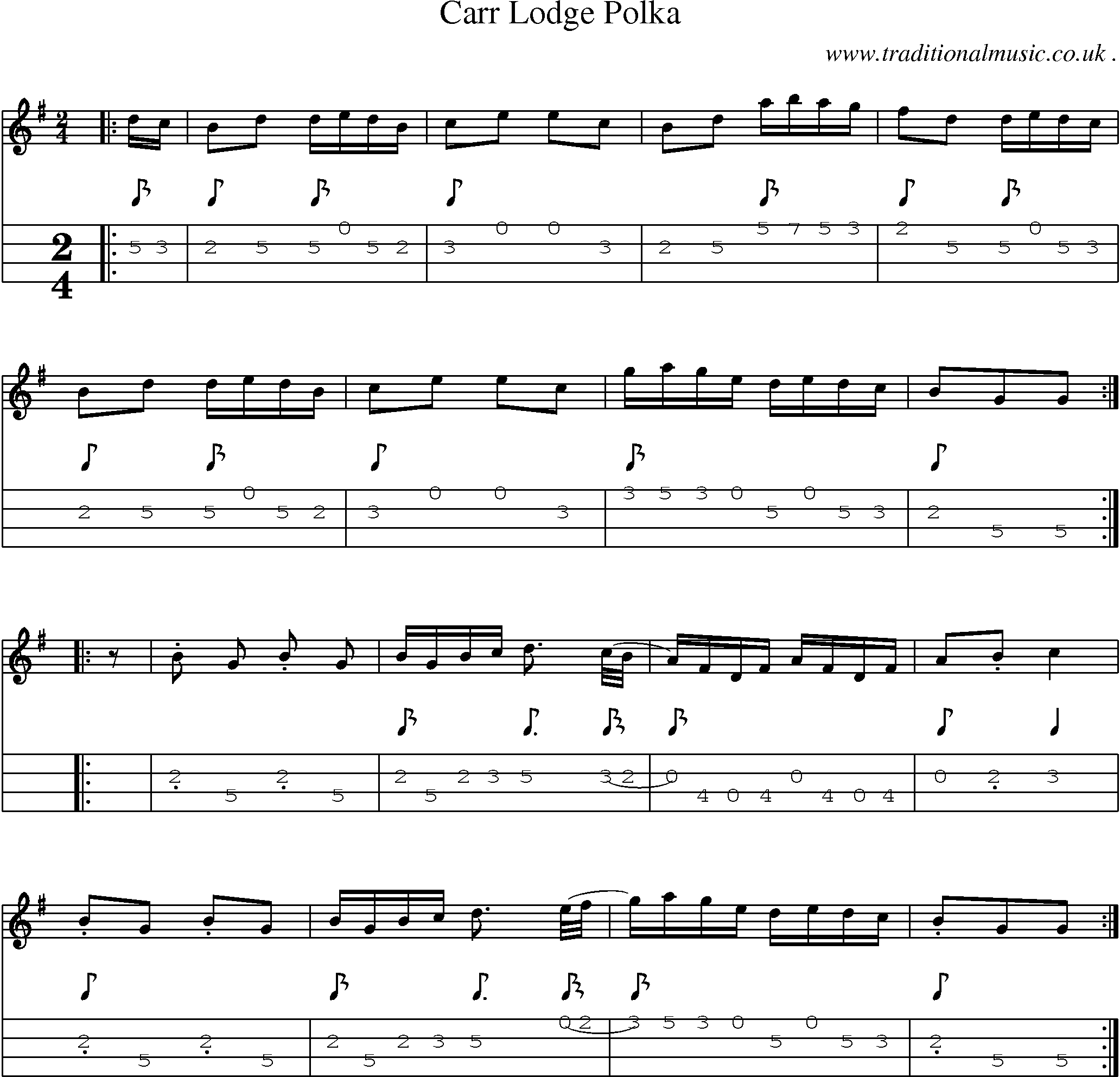 Sheet-Music and Mandolin Tabs for Carr Lodge Polka