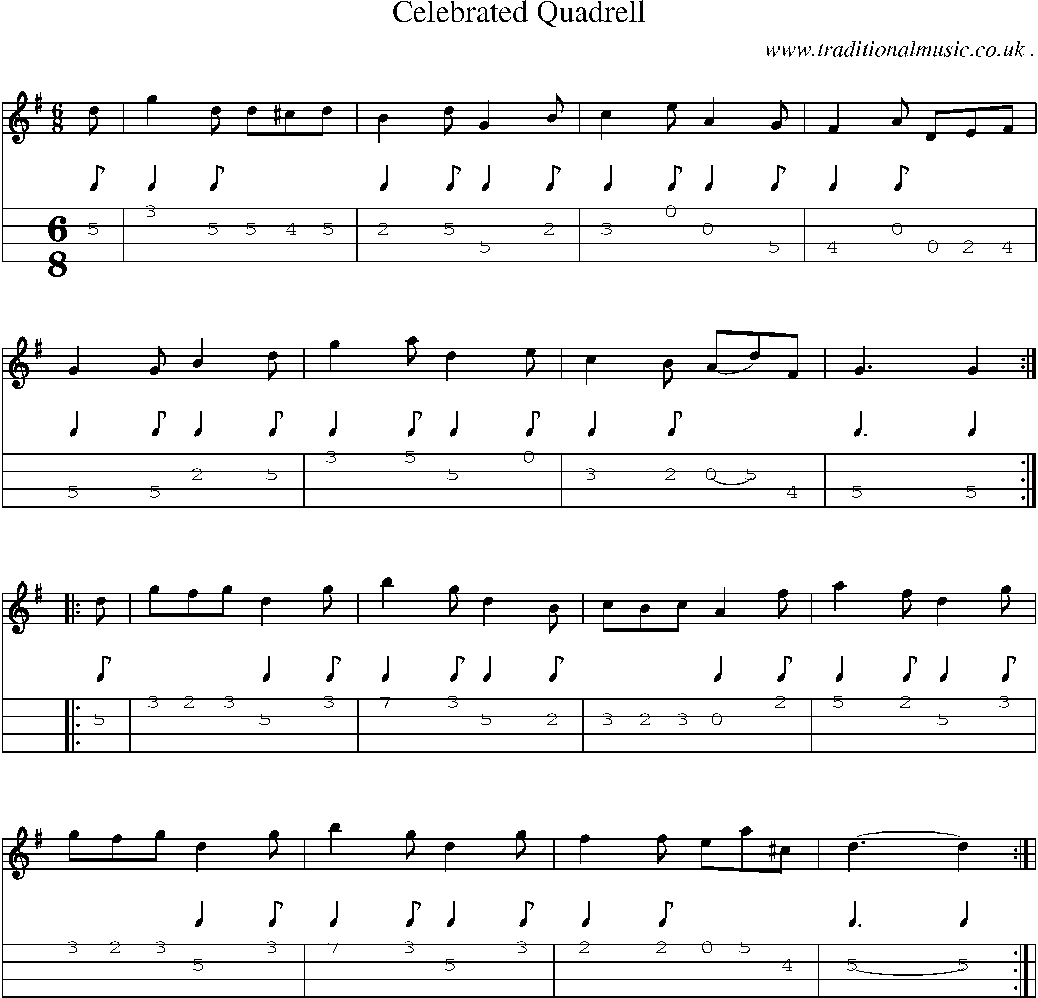 Sheet-Music and Mandolin Tabs for Celebrated Quadrell