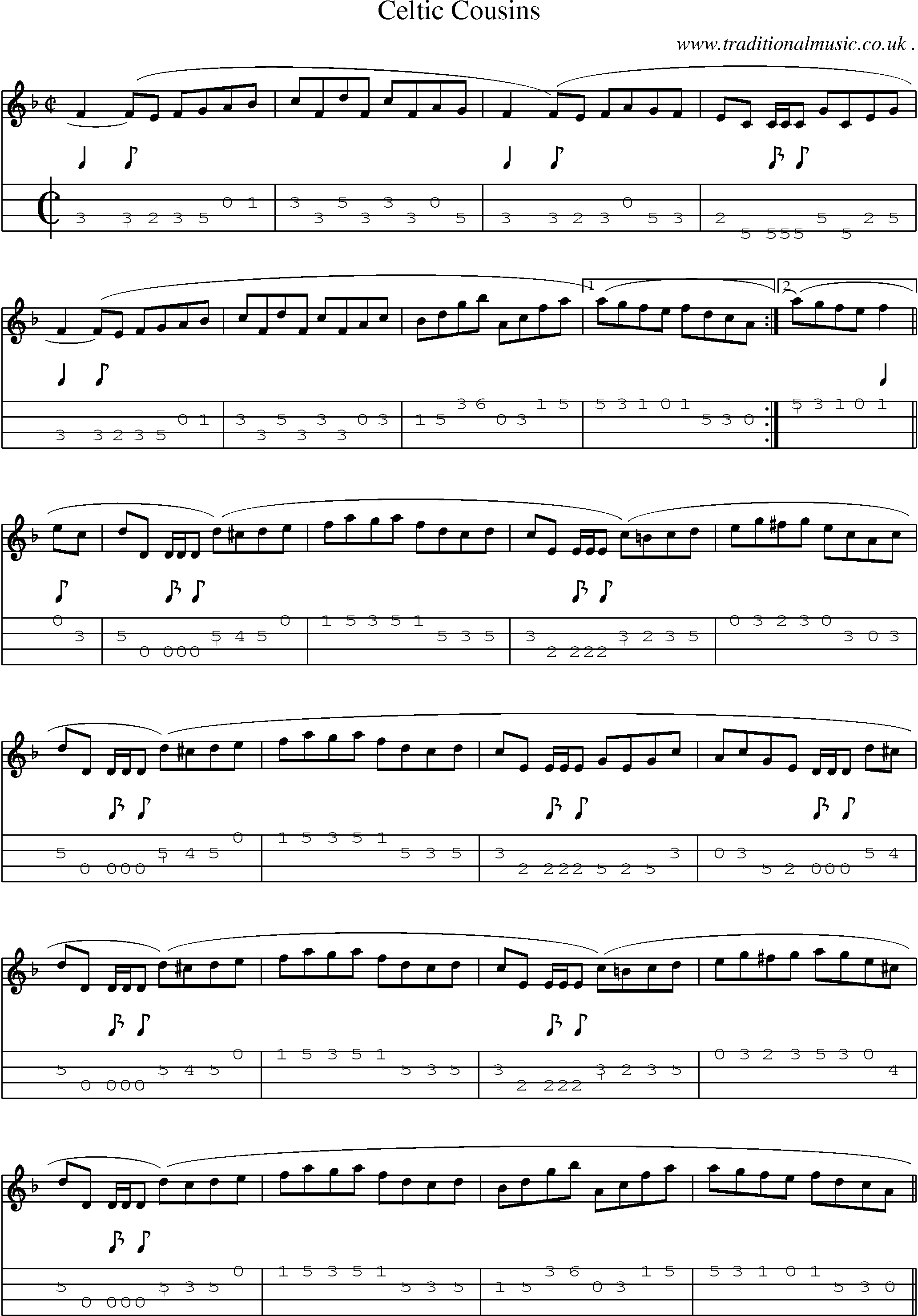 Sheet-Music and Mandolin Tabs for Celtic Cousins