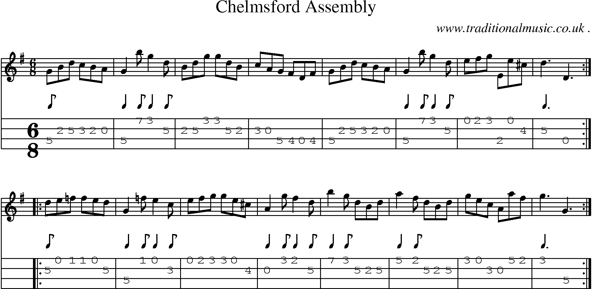 Sheet-Music and Mandolin Tabs for Chelmsford Assembly