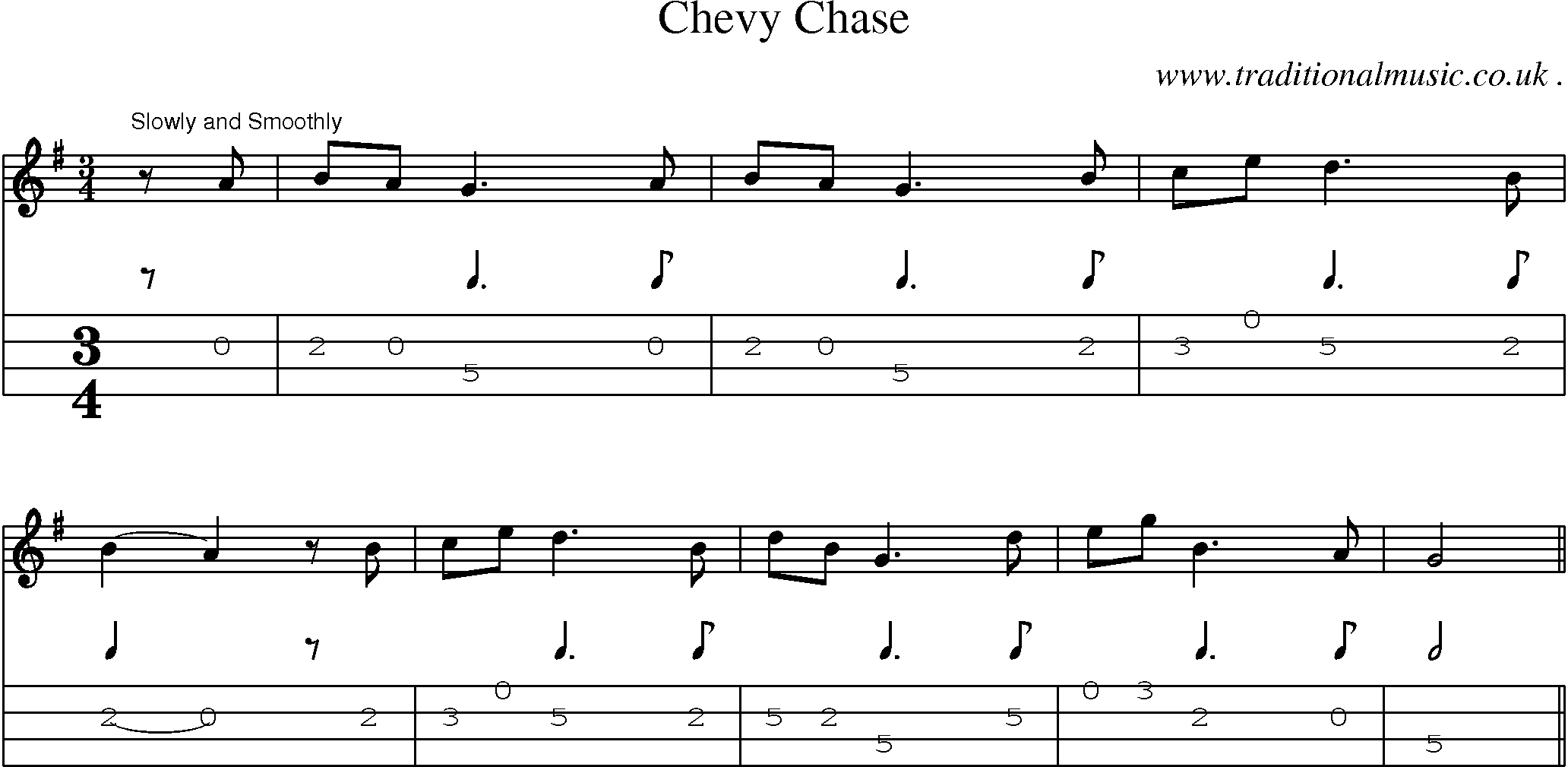 Sheet-Music and Mandolin Tabs for Chevy Chase