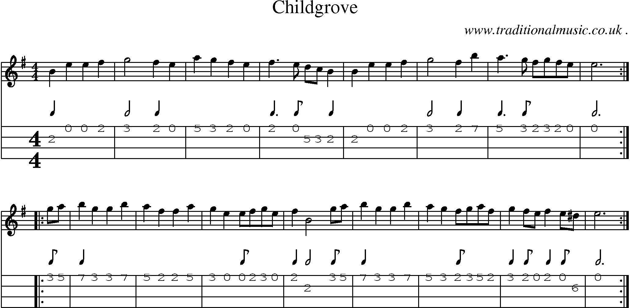 Sheet-Music and Mandolin Tabs for Childgrove