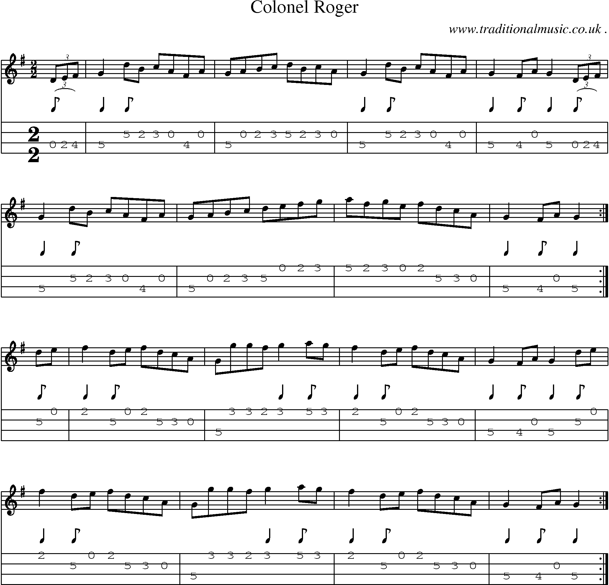 Sheet-Music and Mandolin Tabs for Colonel Roger