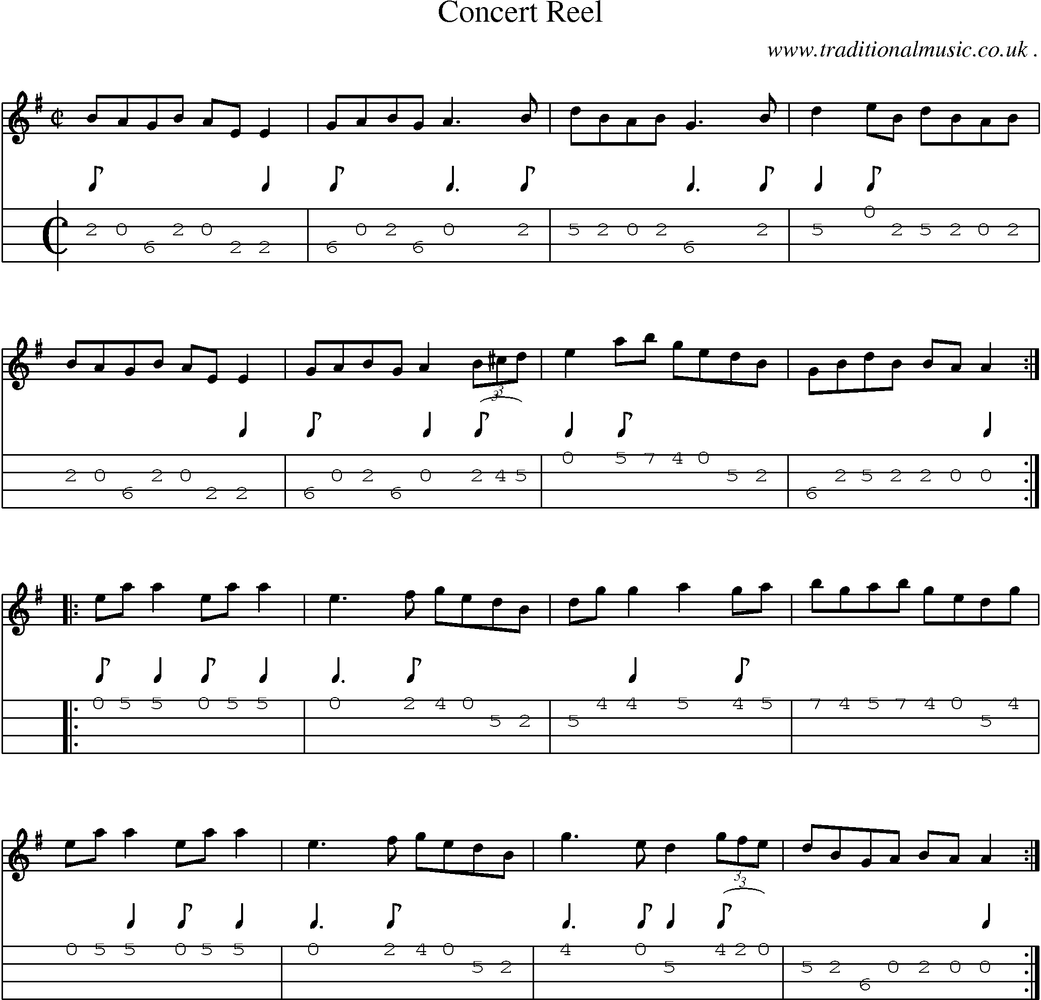 Sheet-Music and Mandolin Tabs for Concert Reel