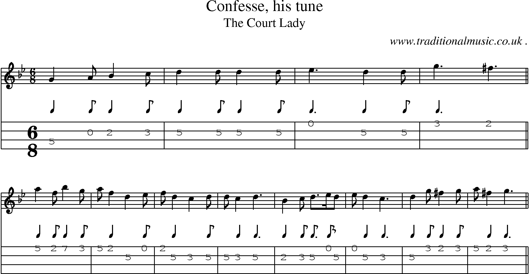 Sheet-Music and Mandolin Tabs for Confesse His Tune