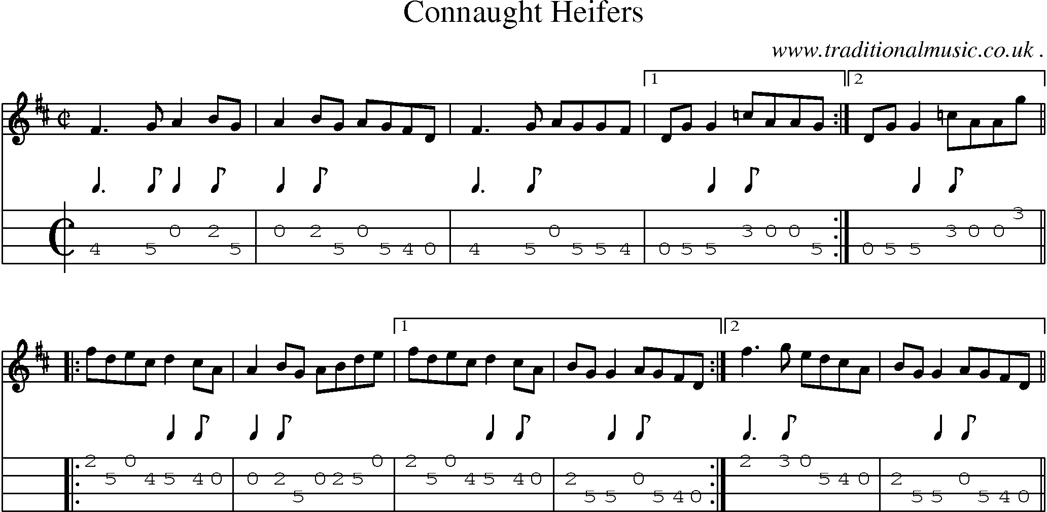 Sheet-Music and Mandolin Tabs for Connaught Heifers