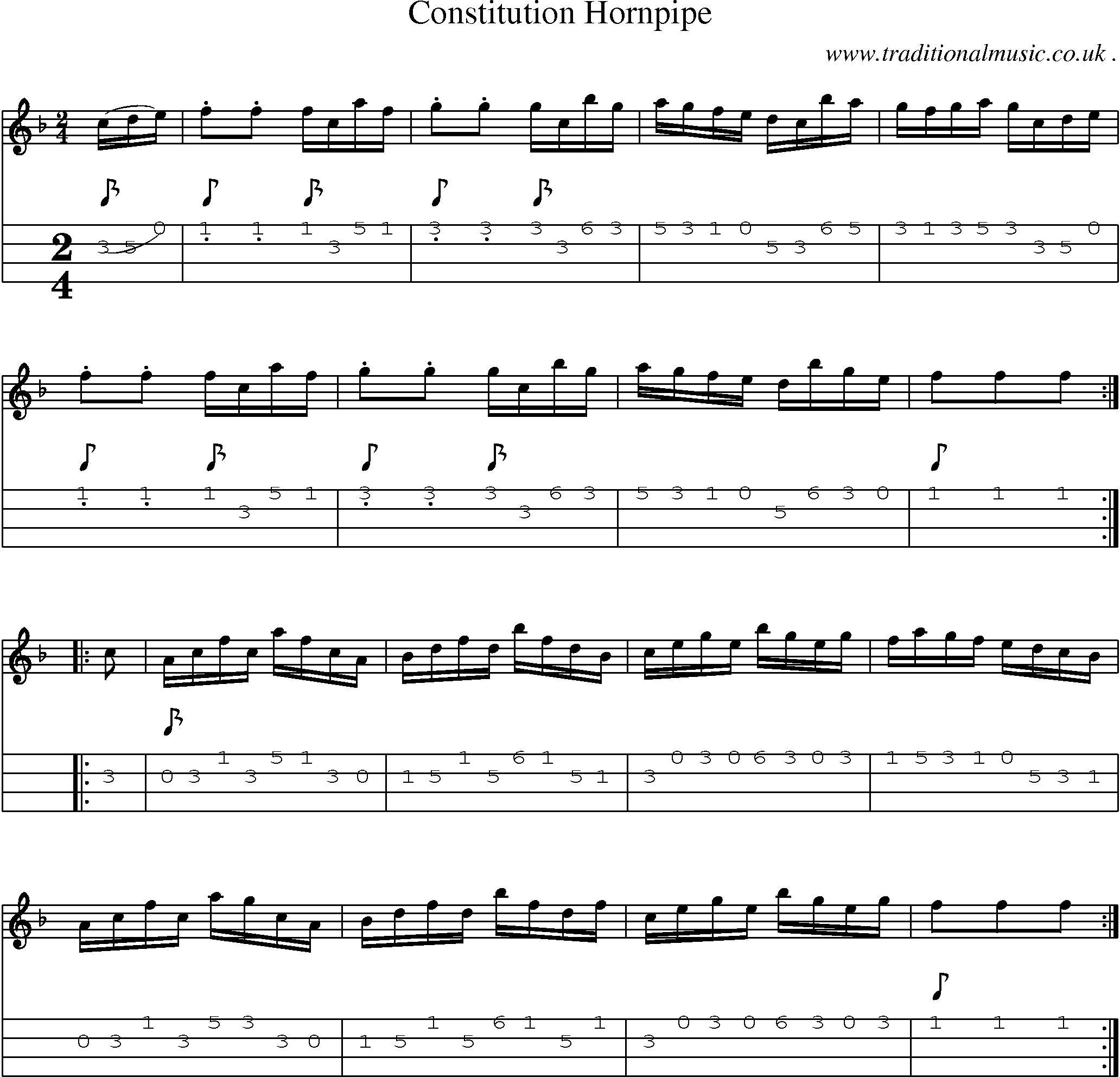 Sheet-Music and Mandolin Tabs for Constitution Hornpipe