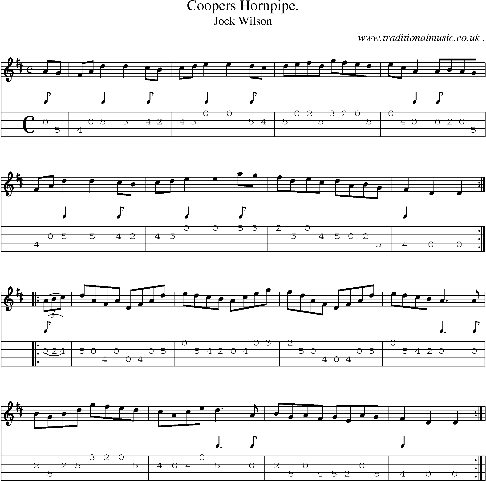 Sheet-Music and Mandolin Tabs for Coopers Hornpipe