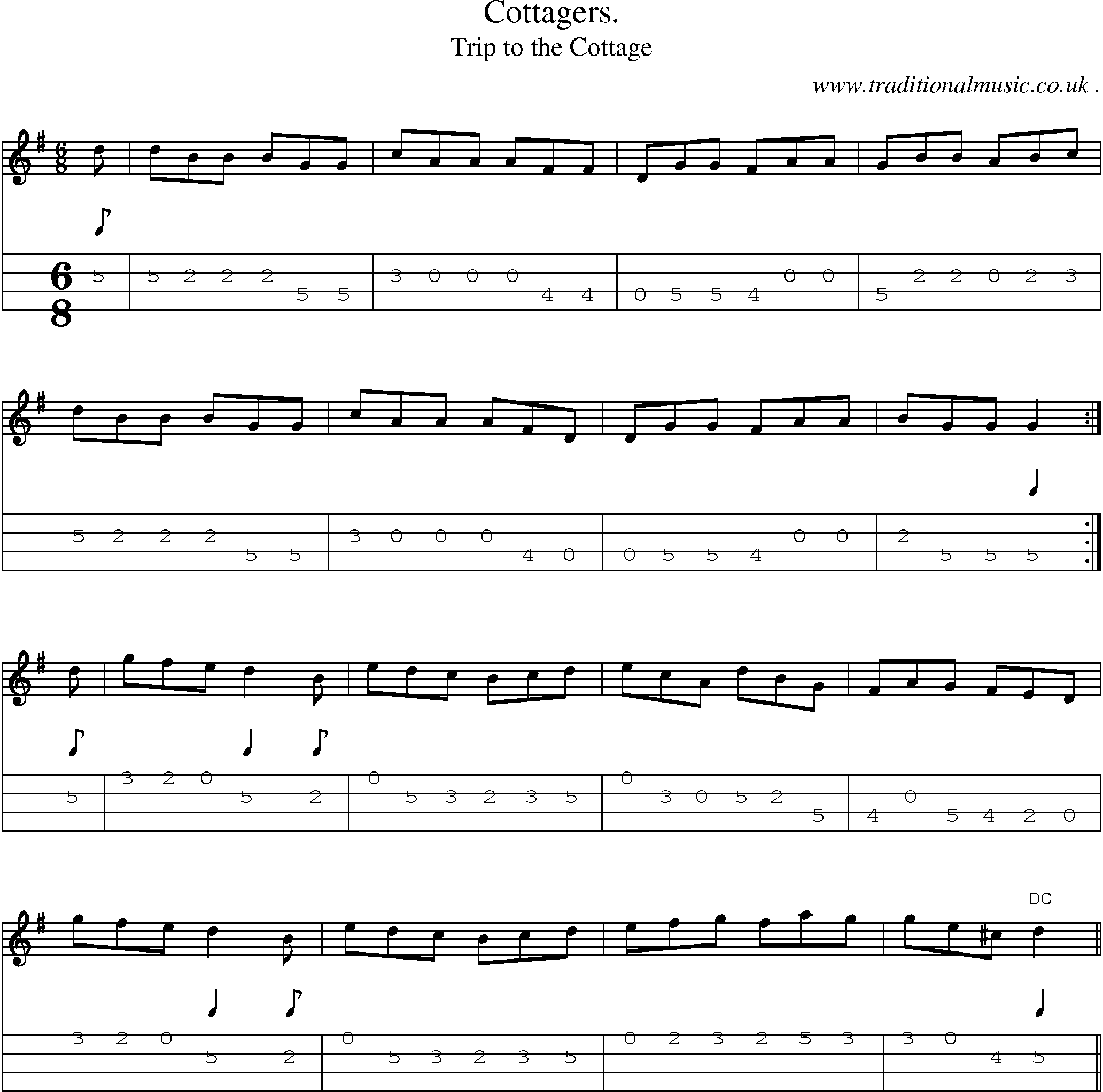 Sheet-Music and Mandolin Tabs for Cottagers