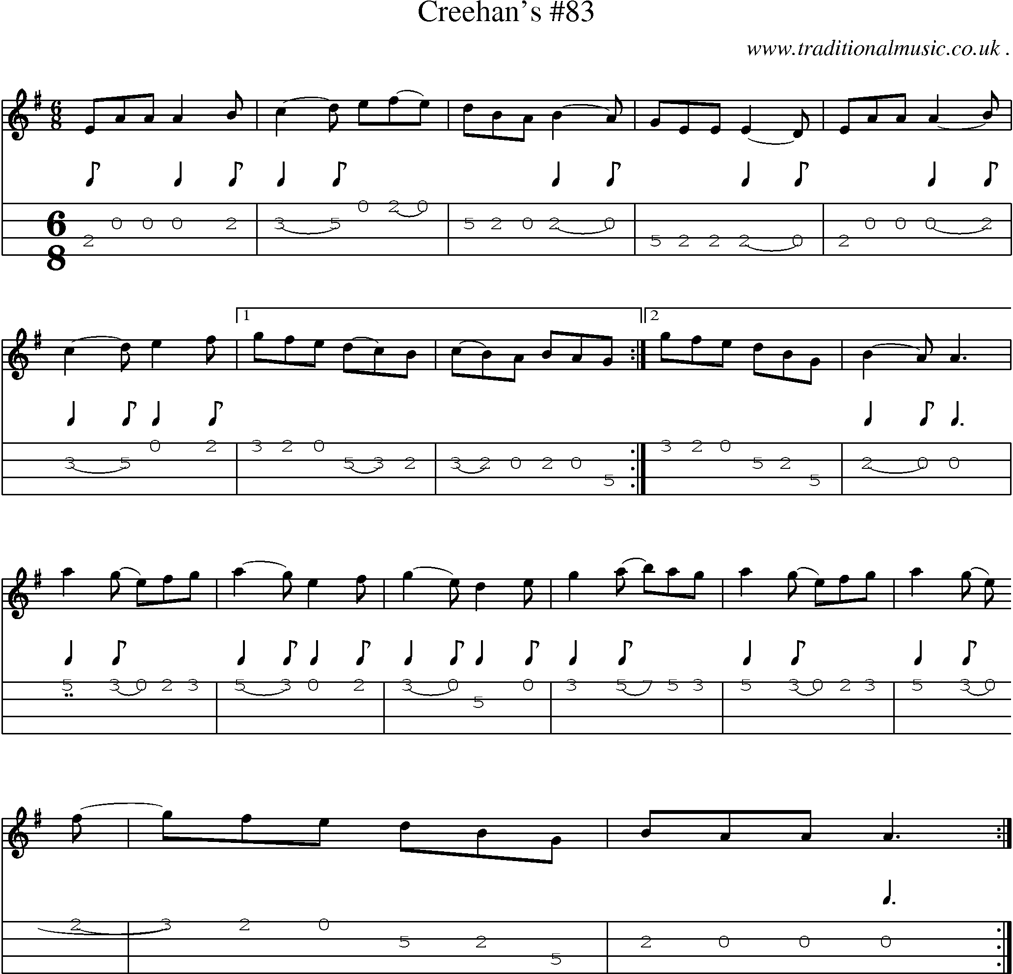 Sheet-Music and Mandolin Tabs for Creehans 83