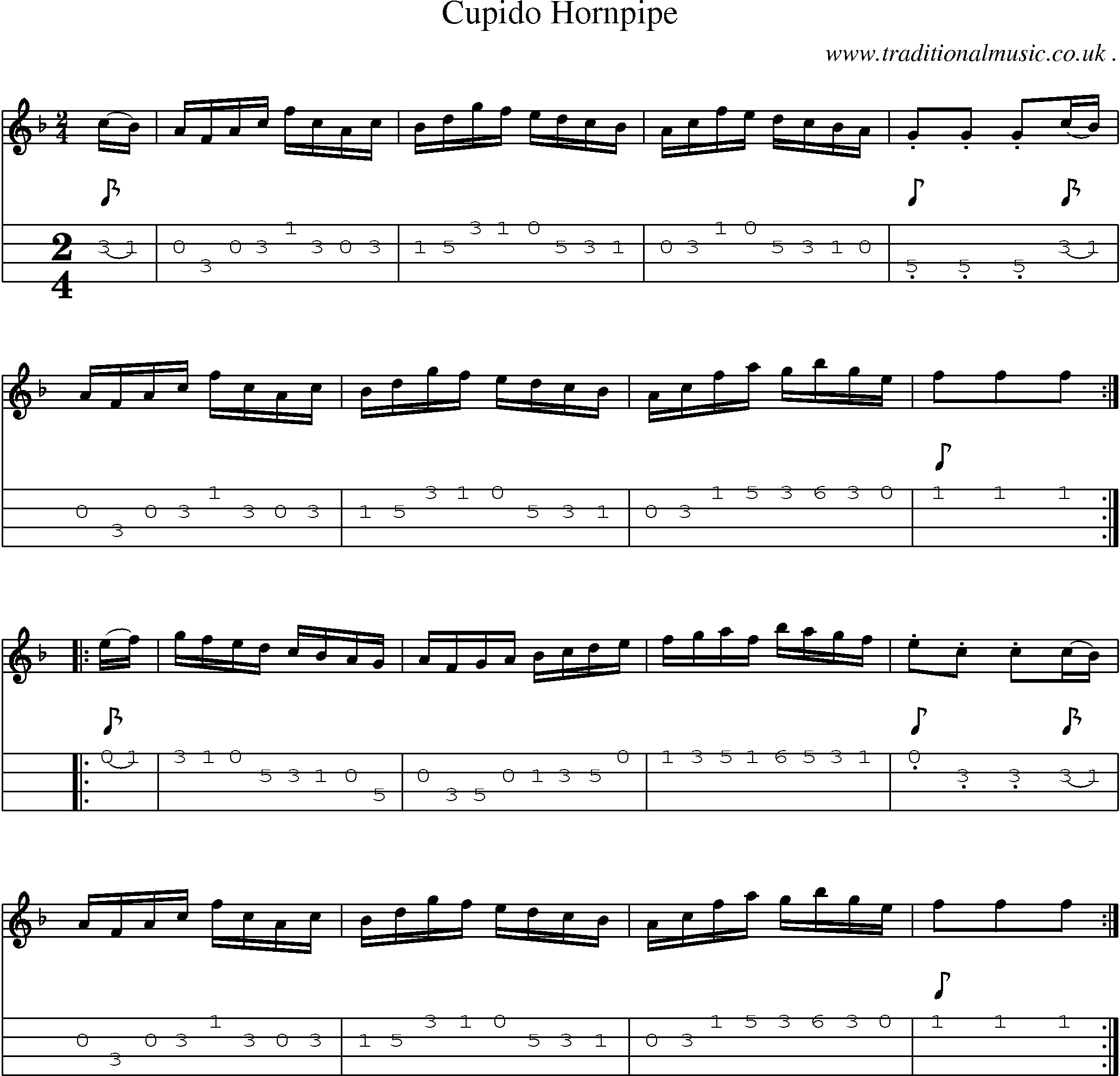 Sheet-Music and Mandolin Tabs for Cupido Hornpipe