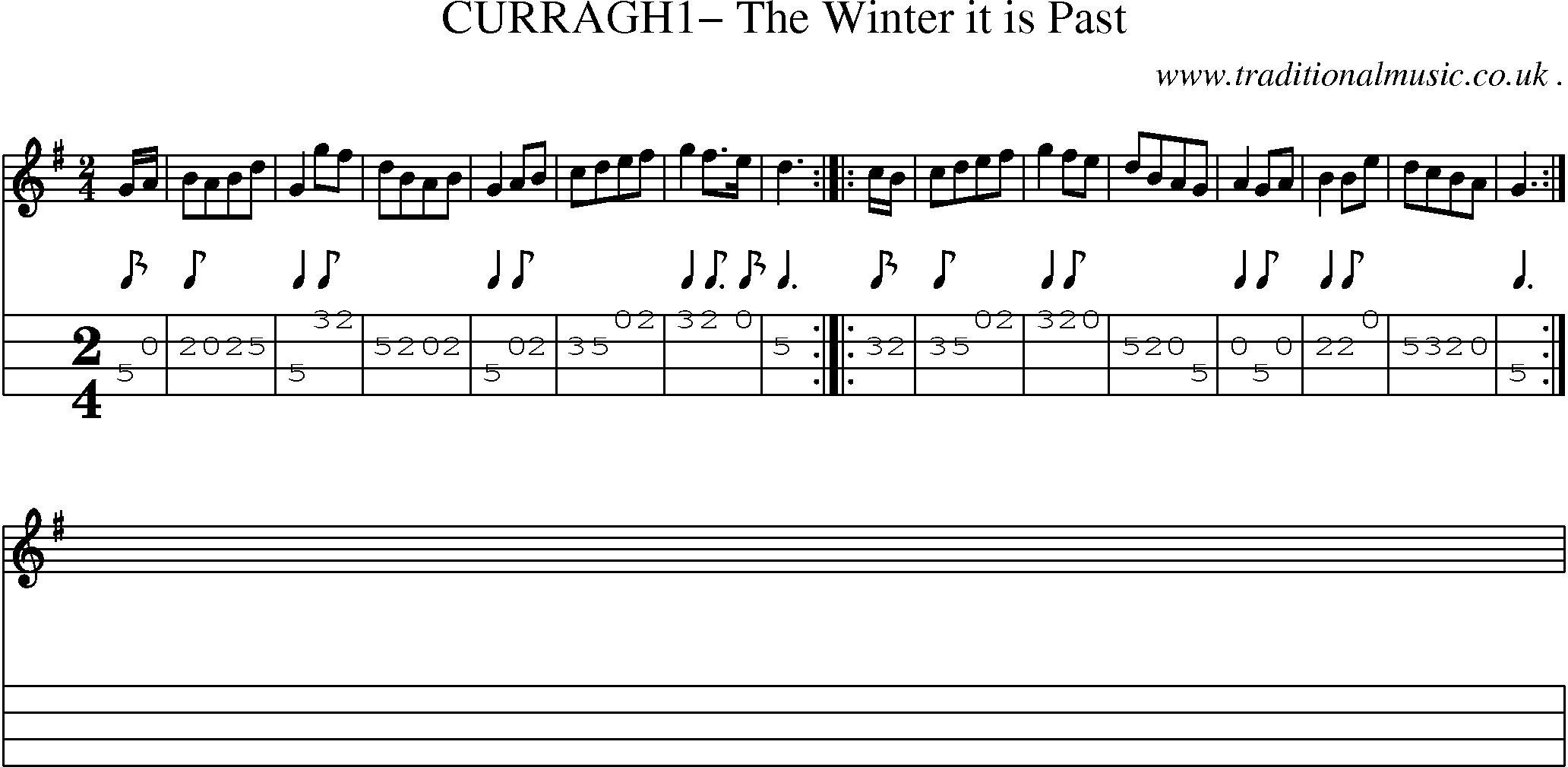Sheet-Music and Mandolin Tabs for Curragh1 The Winter It Is Past