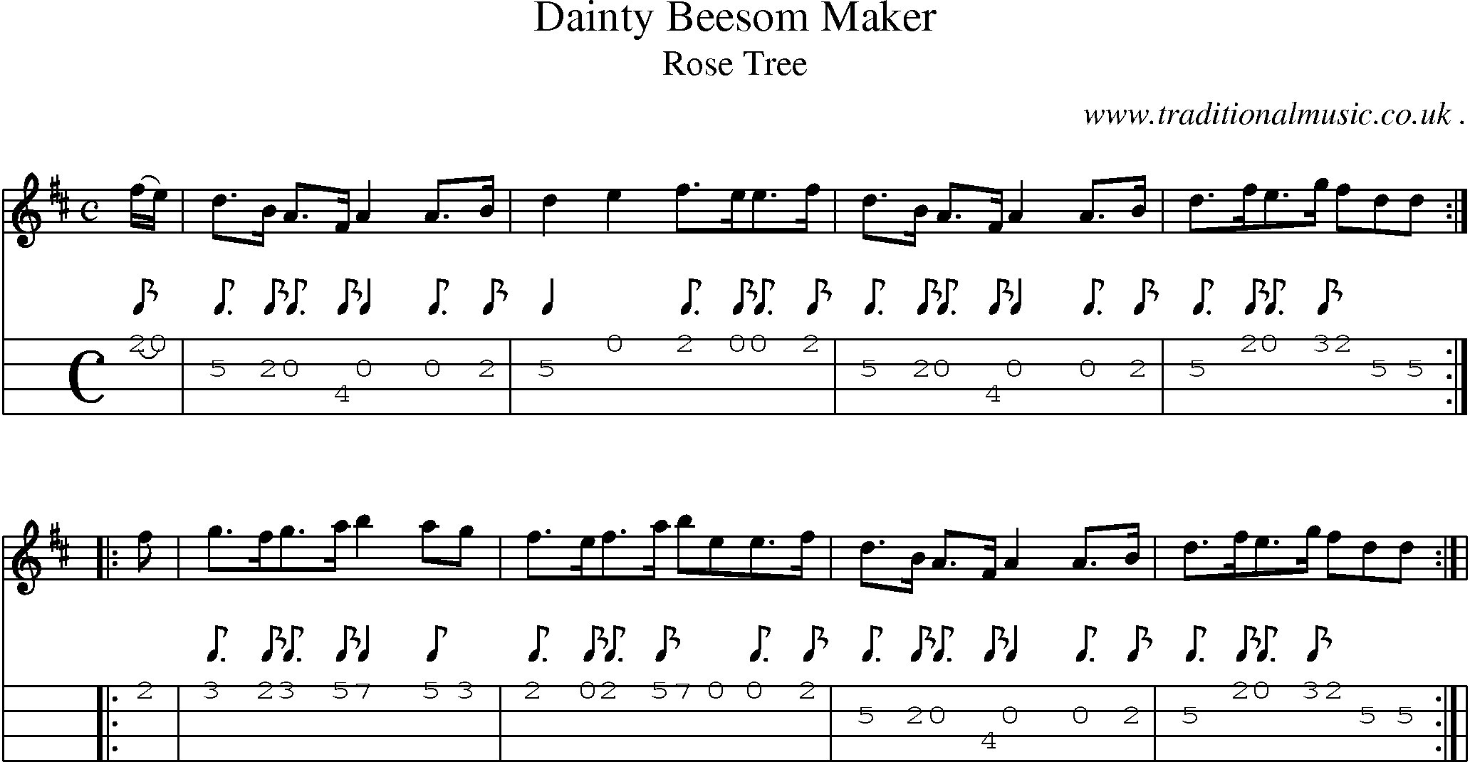 Sheet-Music and Mandolin Tabs for Dainty Beesom Maker