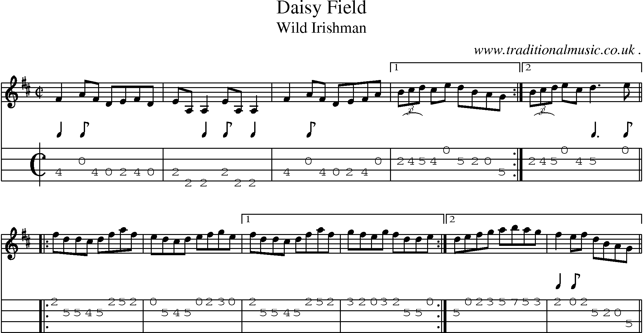 Sheet-Music and Mandolin Tabs for Daisy Field